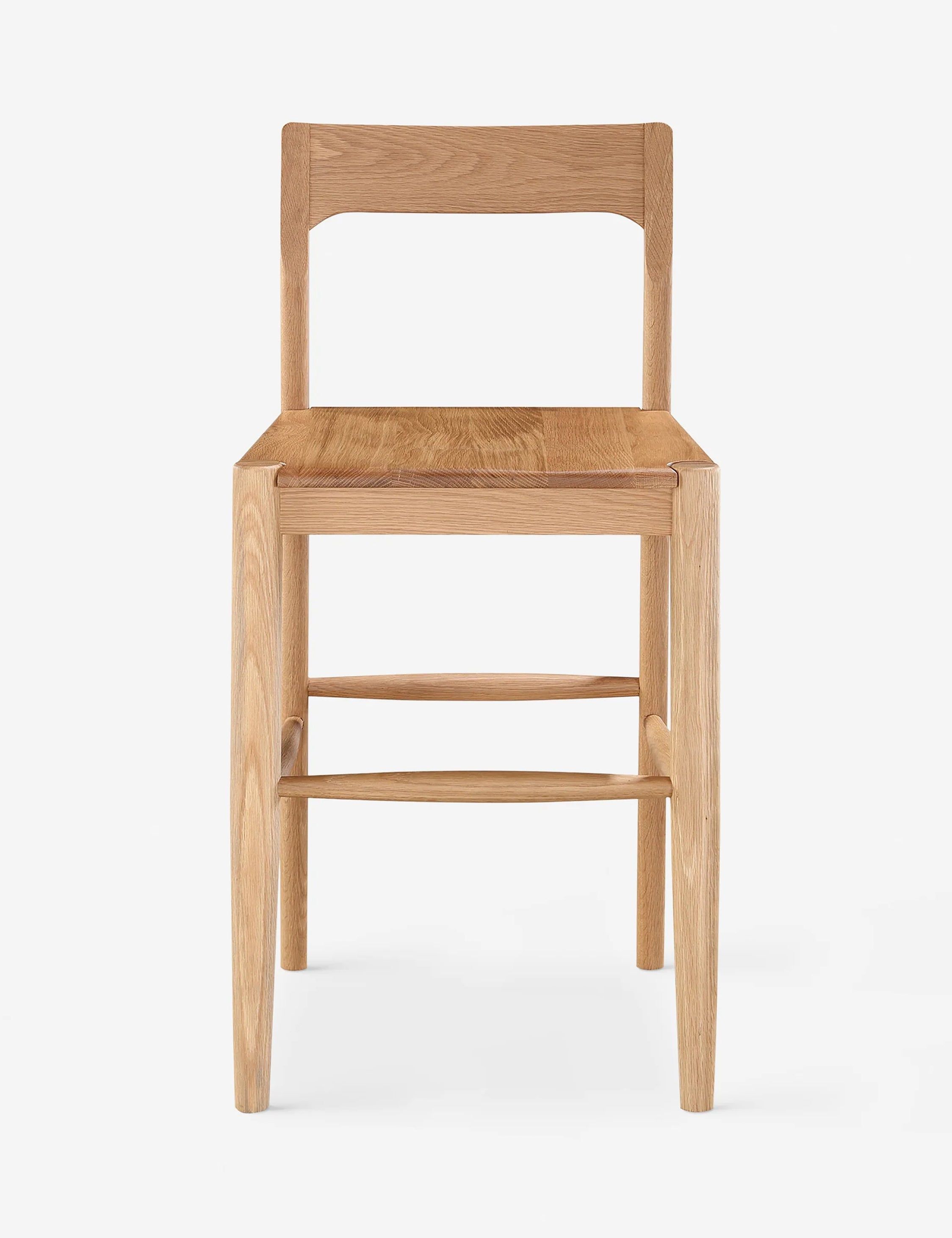 Natural Oak Adjustable Mid-Century Modern Counter Stool