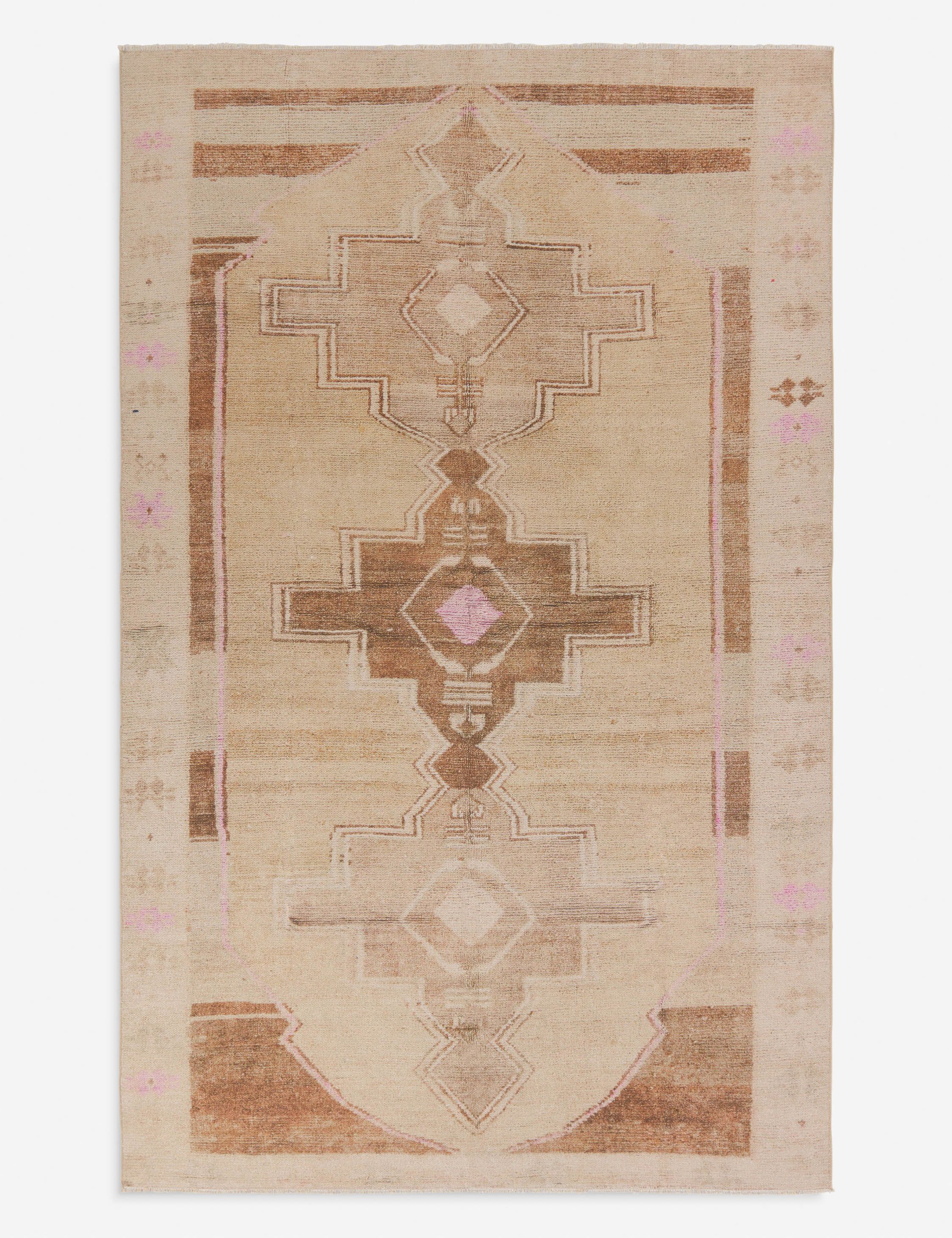 Southwestern Medallion Tan and Pink Flat Woven Rug