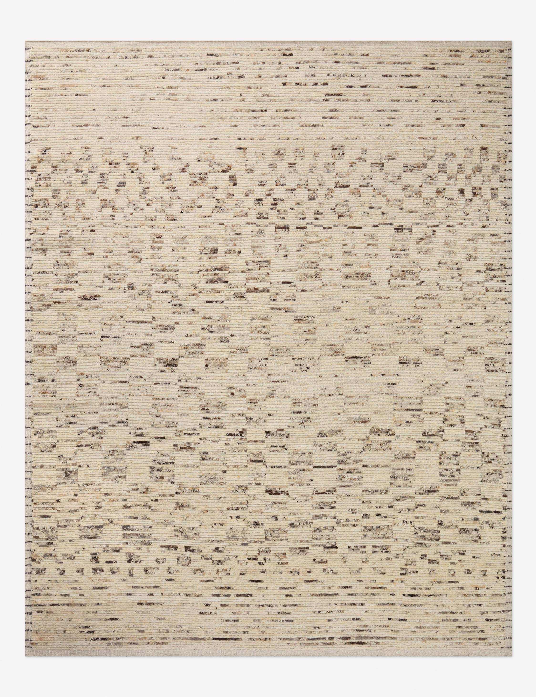 Natural and Granite Hand-Knotted Wool Rectangular Rug