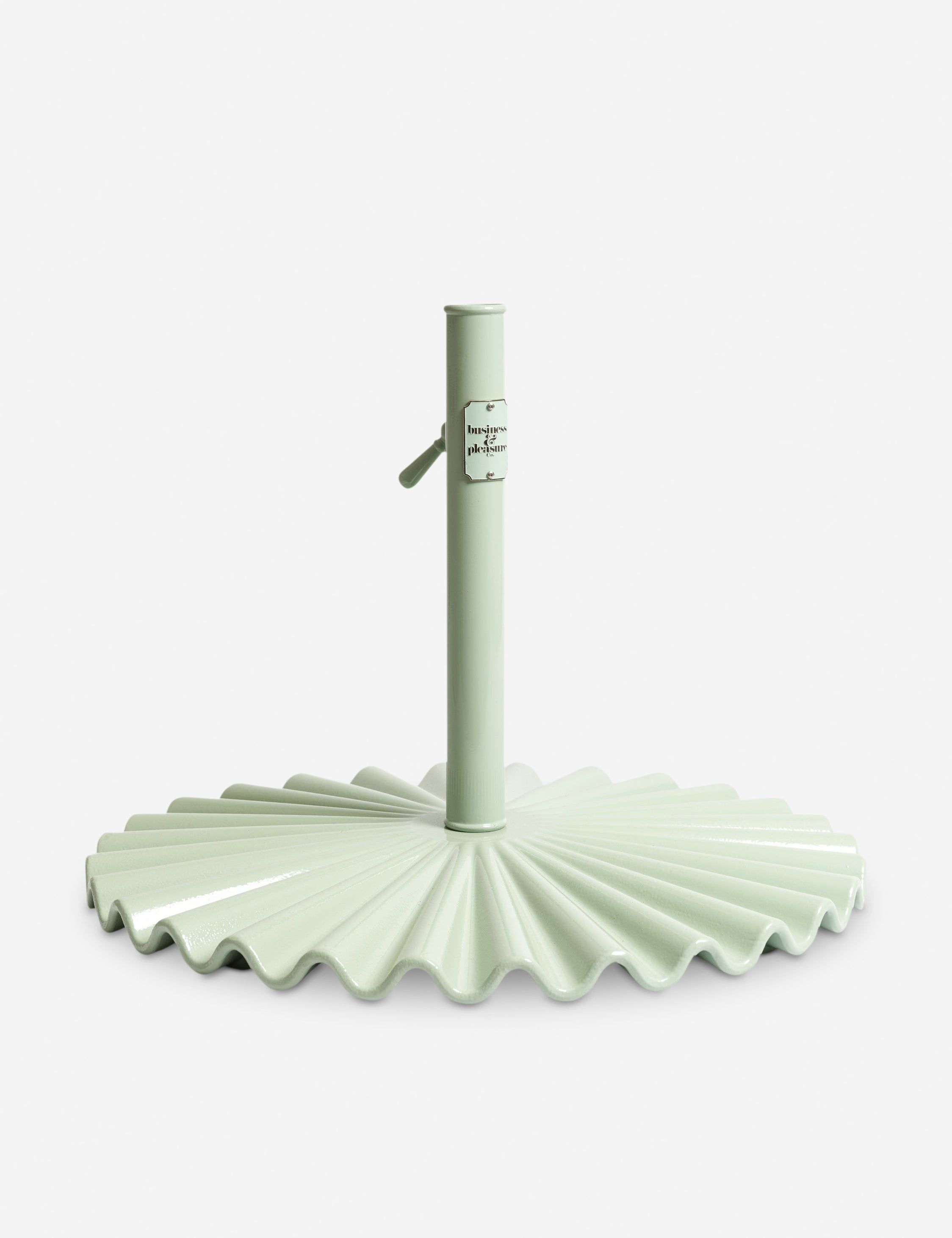 Sage Green Metal Clamshell Outdoor Umbrella Base