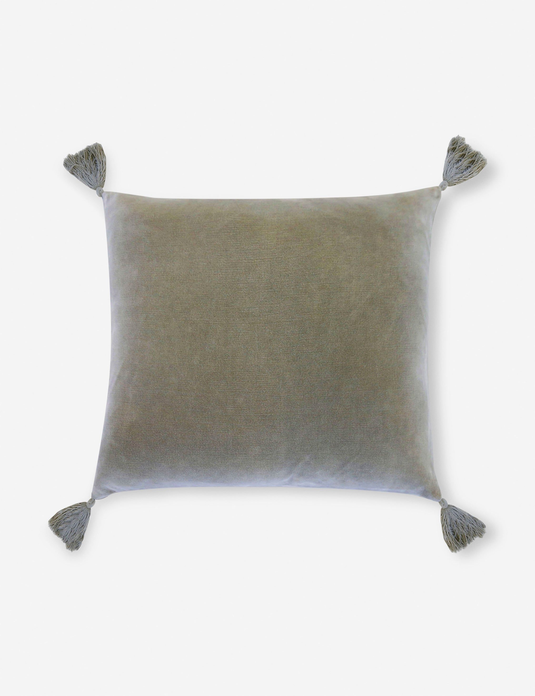 Sage Velvet Square Pillow with Tassels