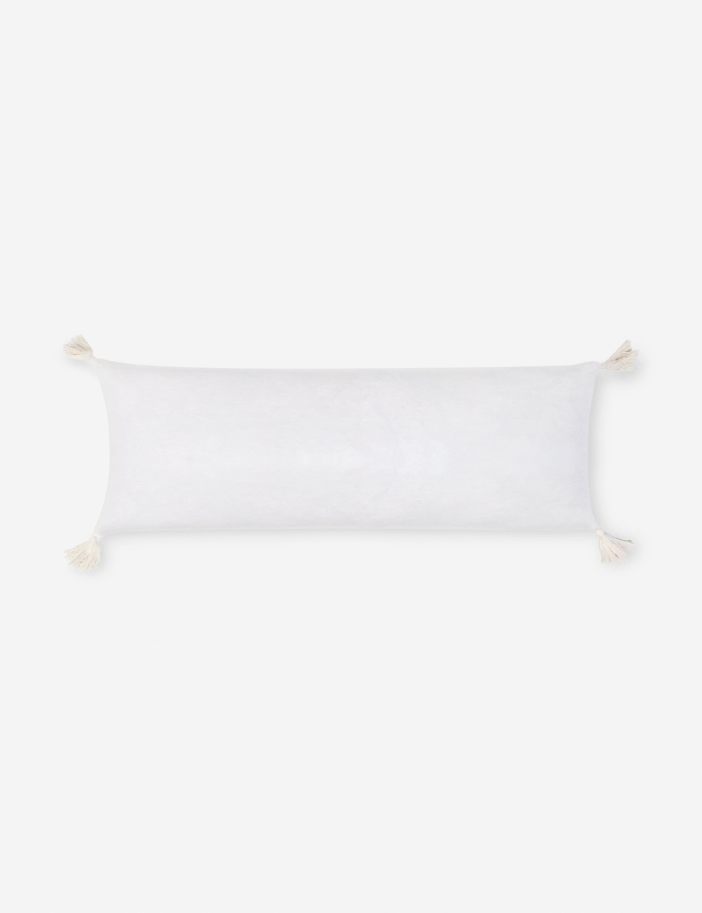 Bianca Luxe White Velvet Tassel Lumbar Pillow