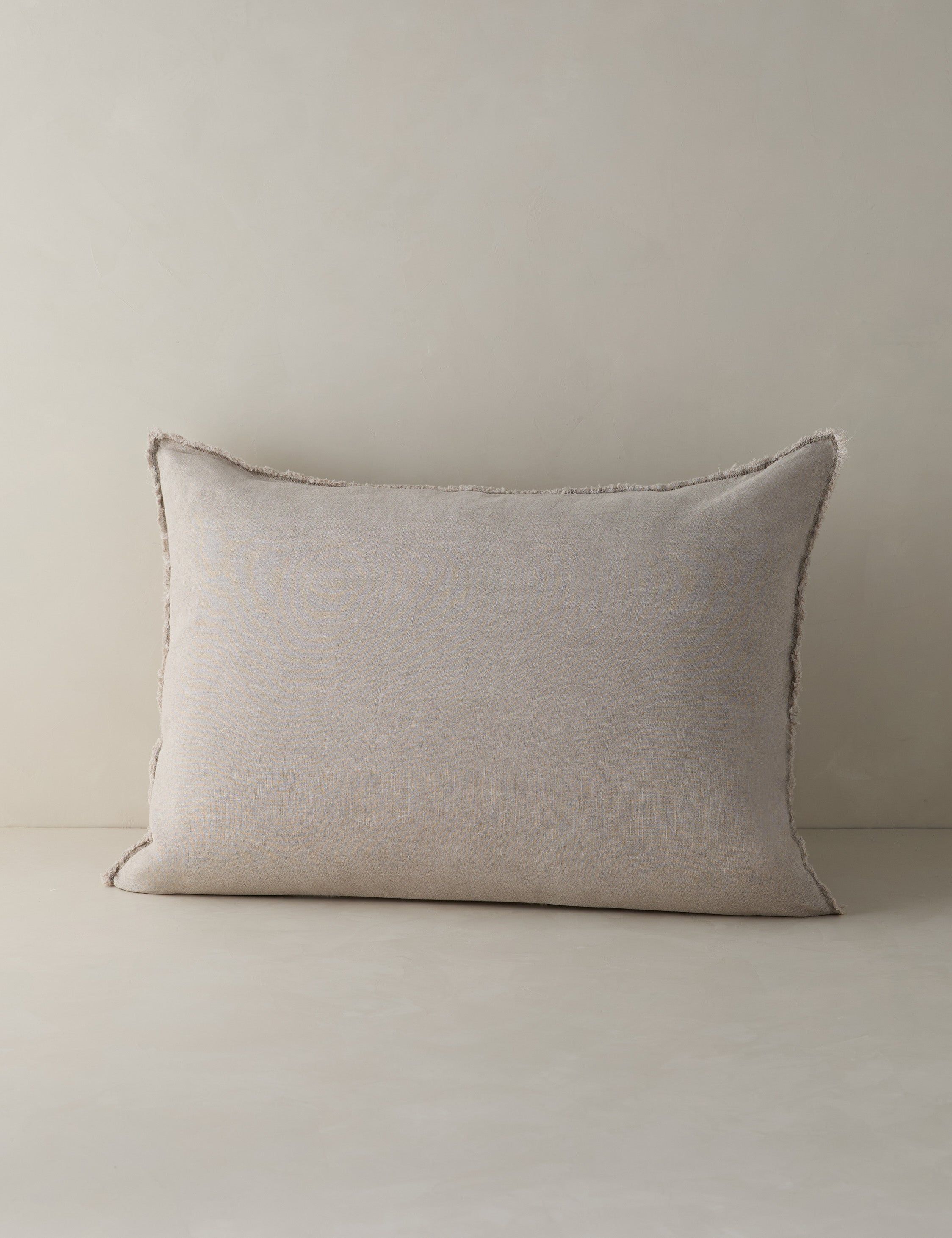 Taupe Standard Stonewashed Linen Sham with Frayed Edges