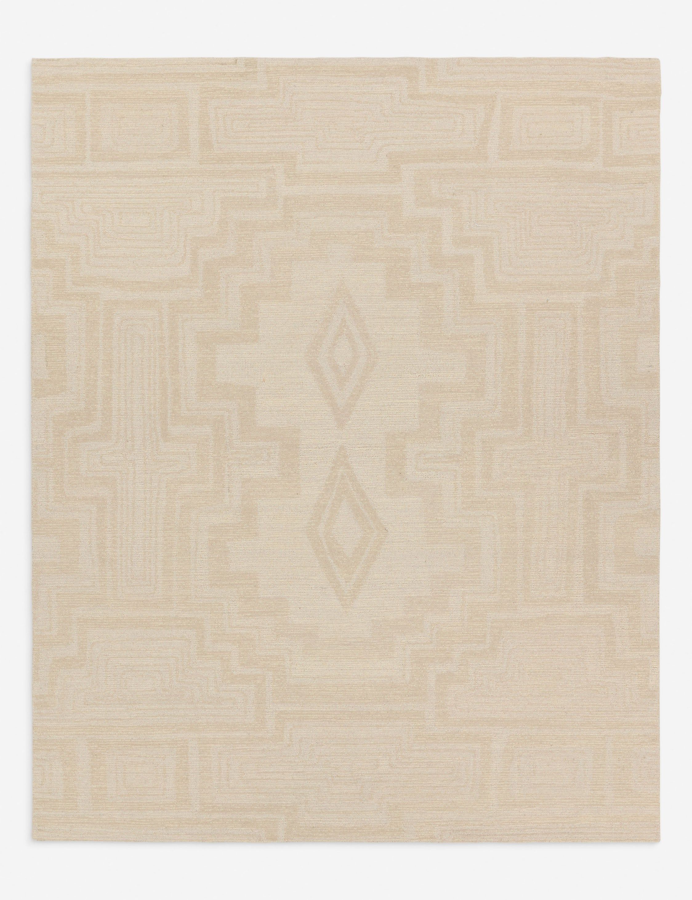 Light Gray Medallion Hand-Tufted Wool Rug - 8' x 10'