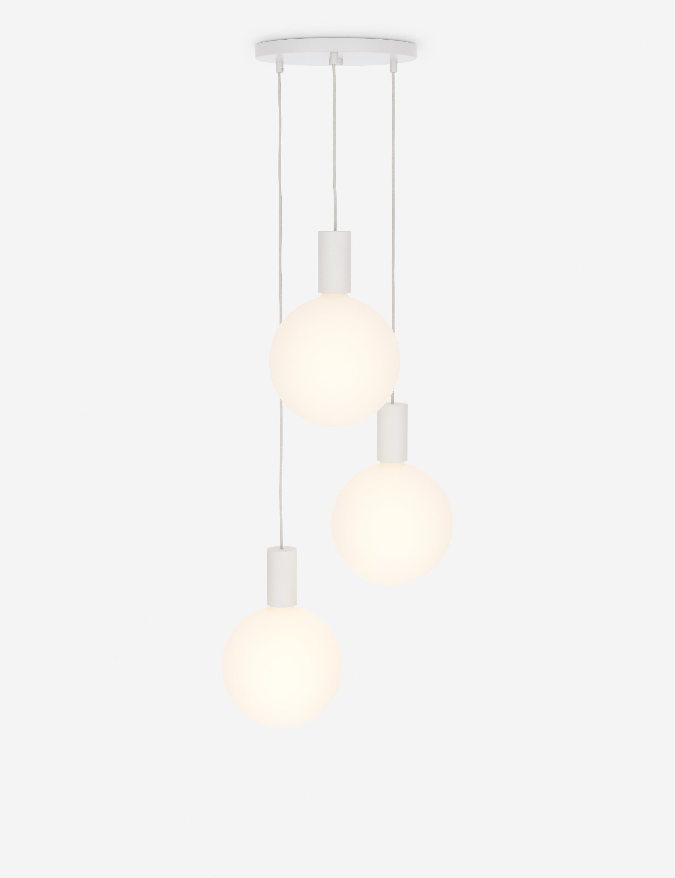 White Aluminum Triple Globe LED Pendant Light