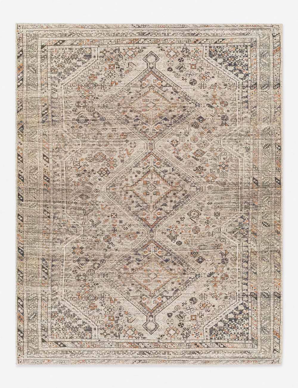 Amelie Blue and Beige Washable Chenille Area Rug