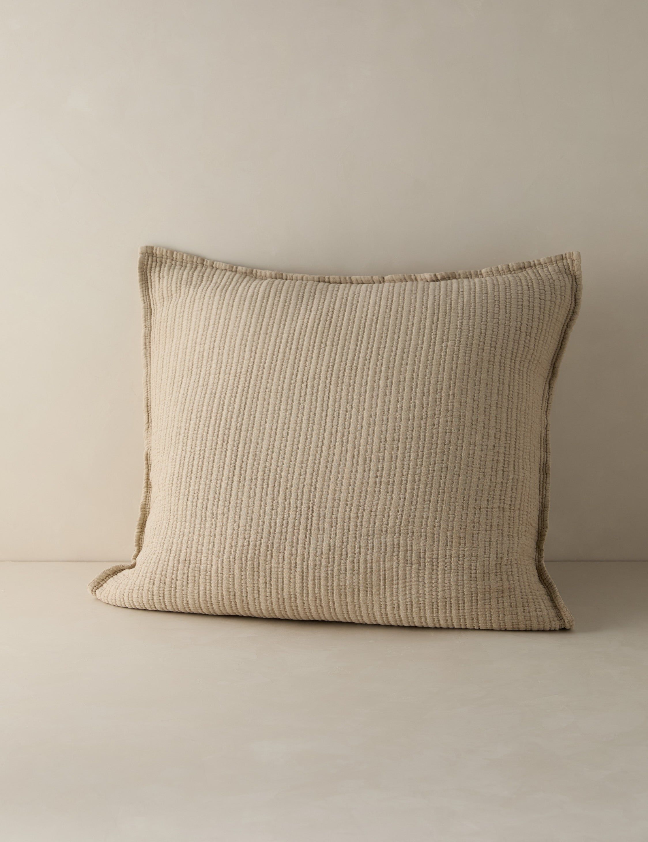 Natural Cotton Euro Sham with Ribbed Design