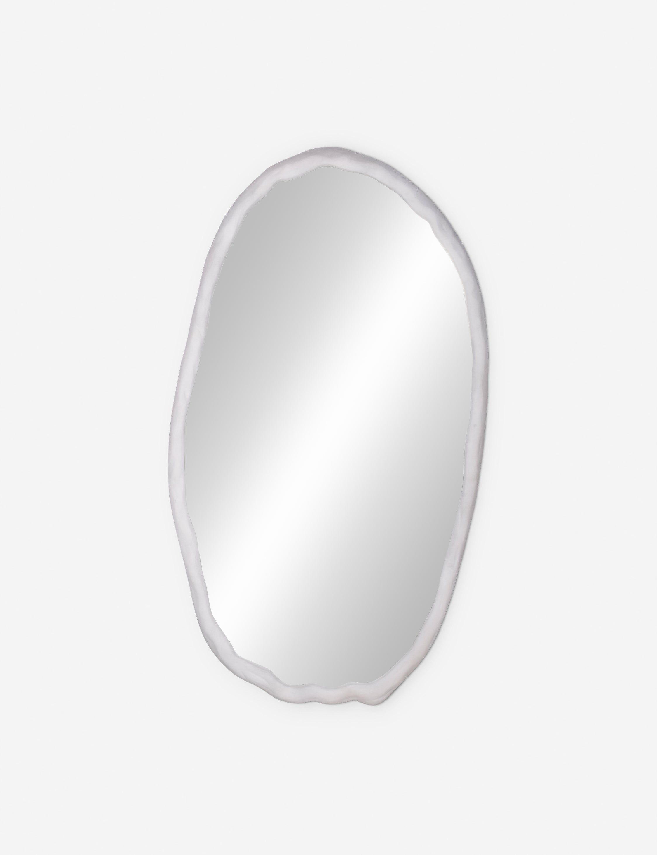 White Oval Aluminum Wall Mount Accent Mirror