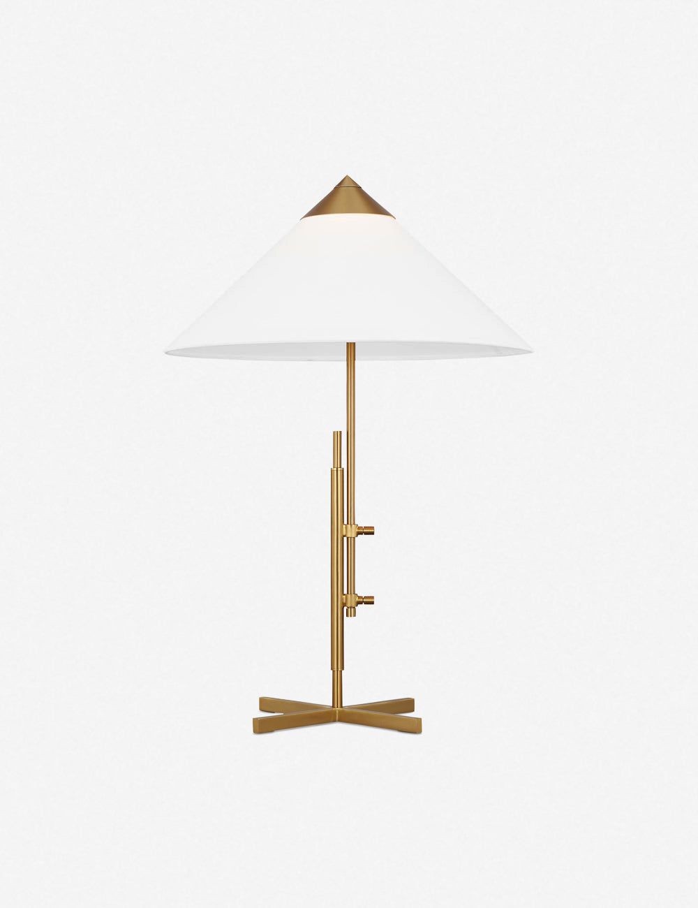 Adjustable Burnished Brass Pharmacy Table Lamp with White Linen Shade