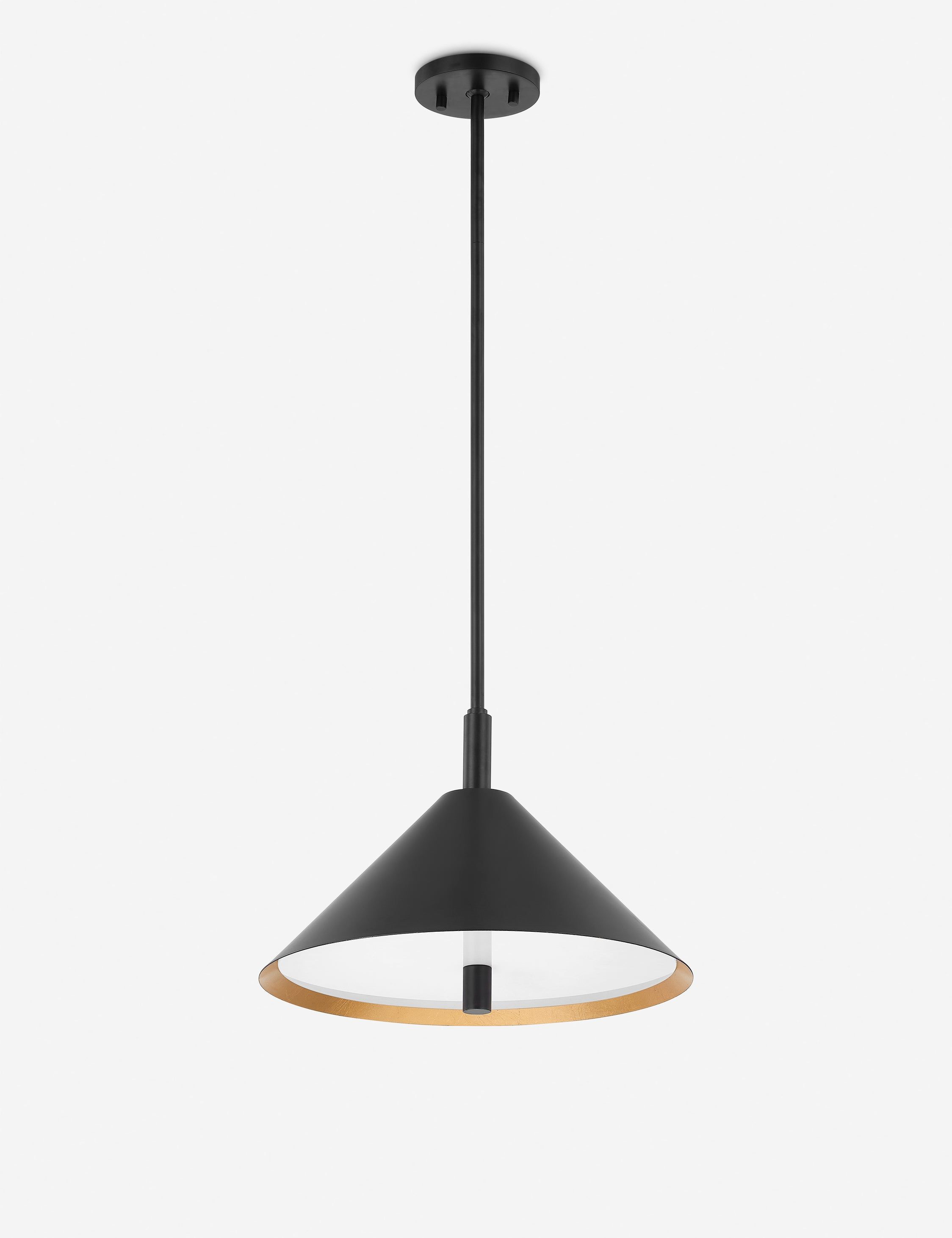 Brianna 15" Black and Gold Leaf Pendant Light