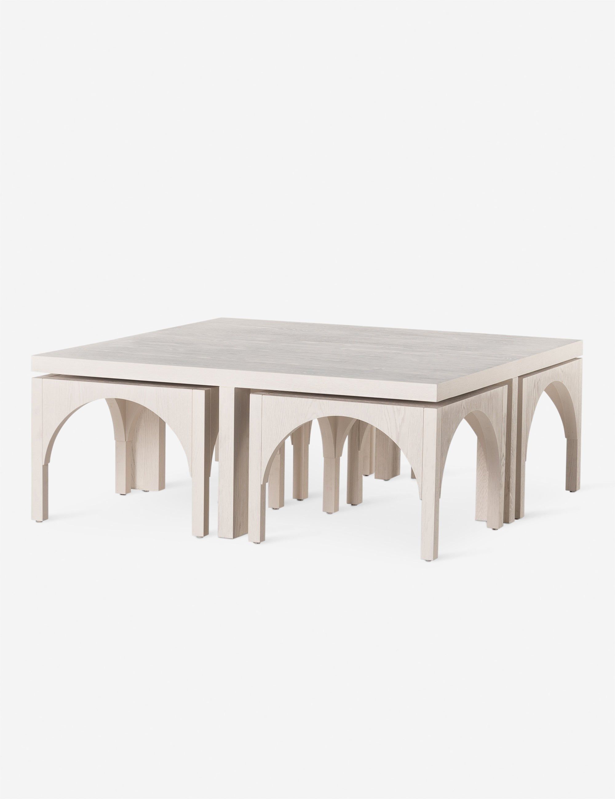 Whitewashed Oak Contemporary Nesting Square Coffee Table