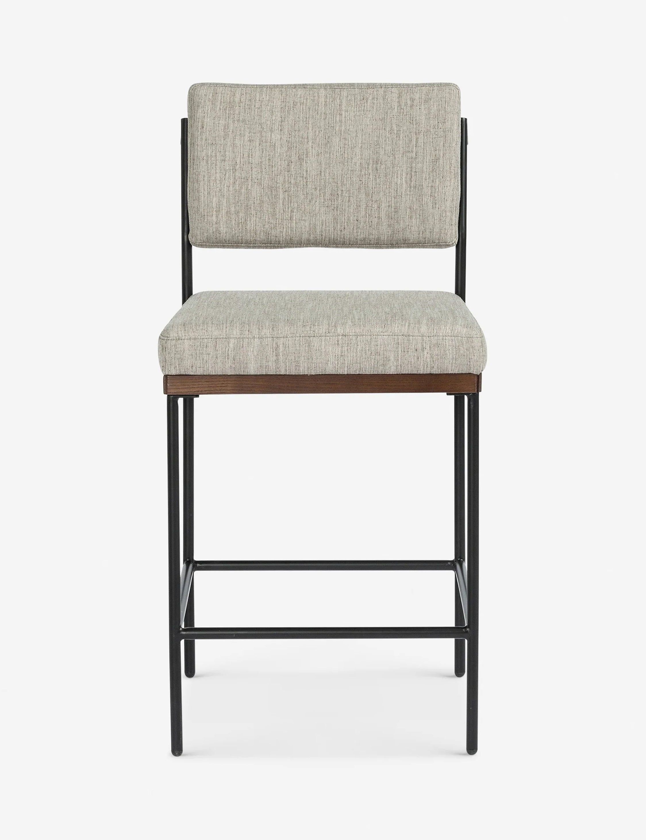 Almond & Black Contemporary Swivel Counter Stool with Leather Accent