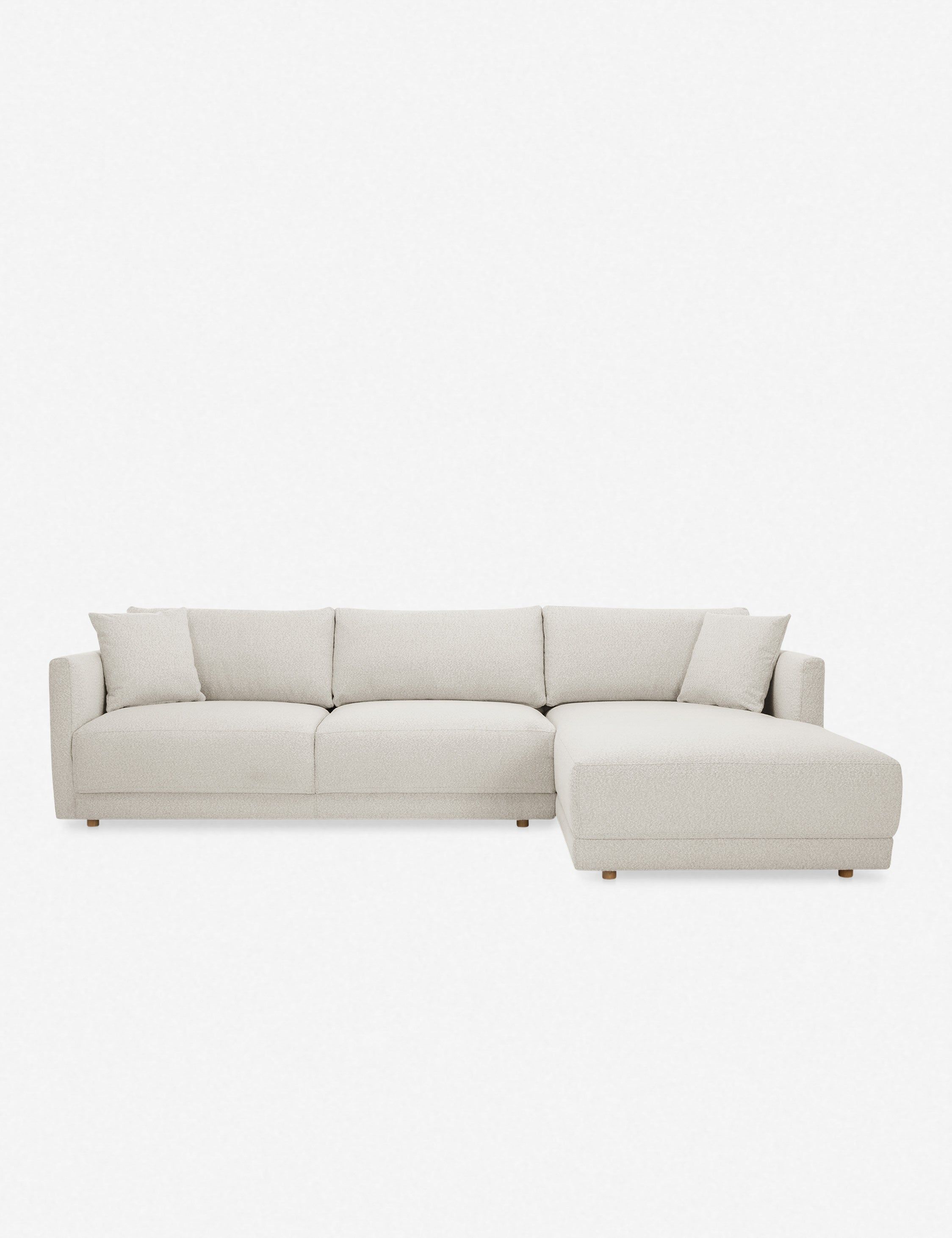 Oyster Velvet Right-Facing Sectional Sofa with Down Fill