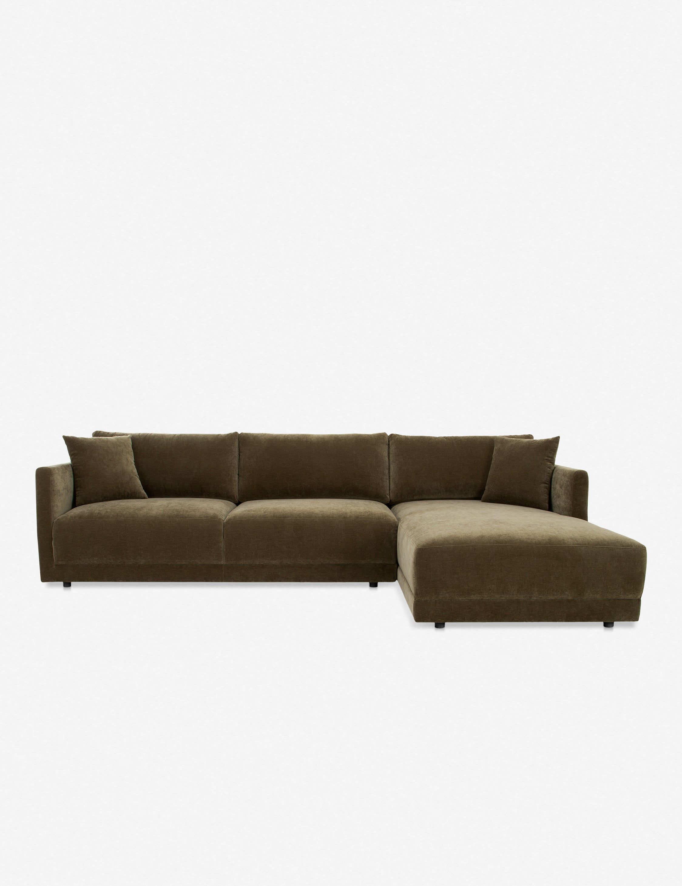 Fairfield Sectional Sofa - Brown Velvet / Right-Facing