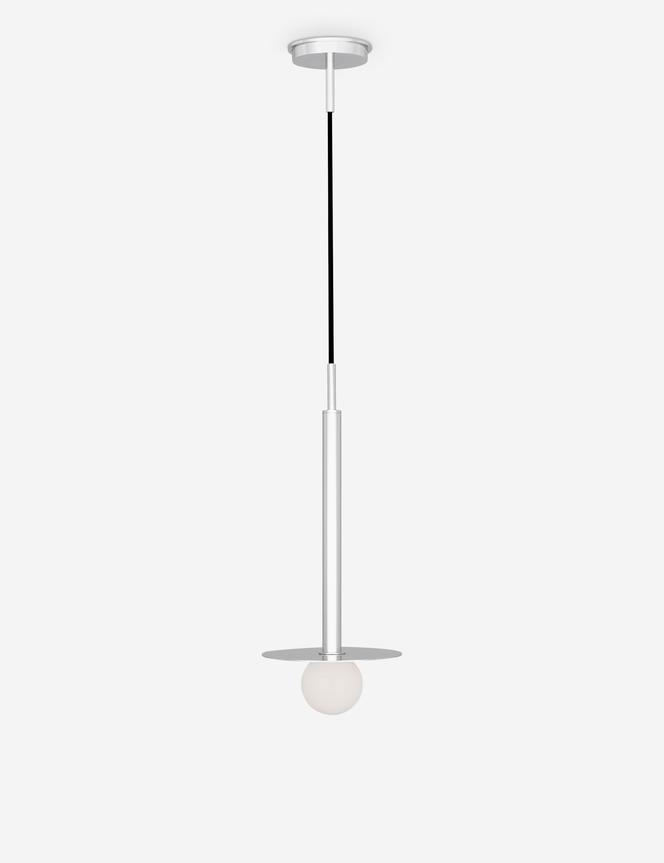 Polished Nickel Globe Pendant Light with Glass Diffuser