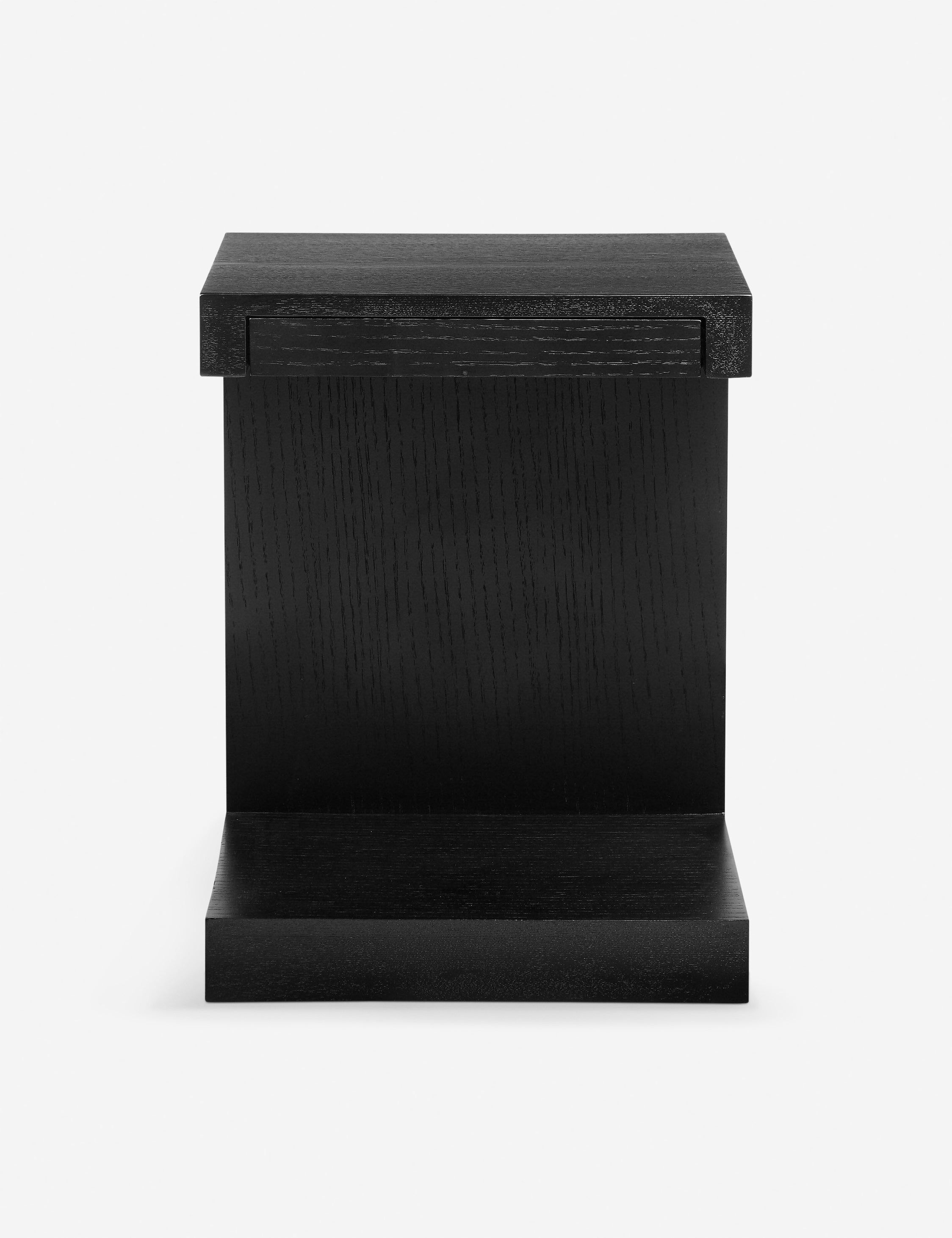 Black Oak Square Side Table with Slim Drawer