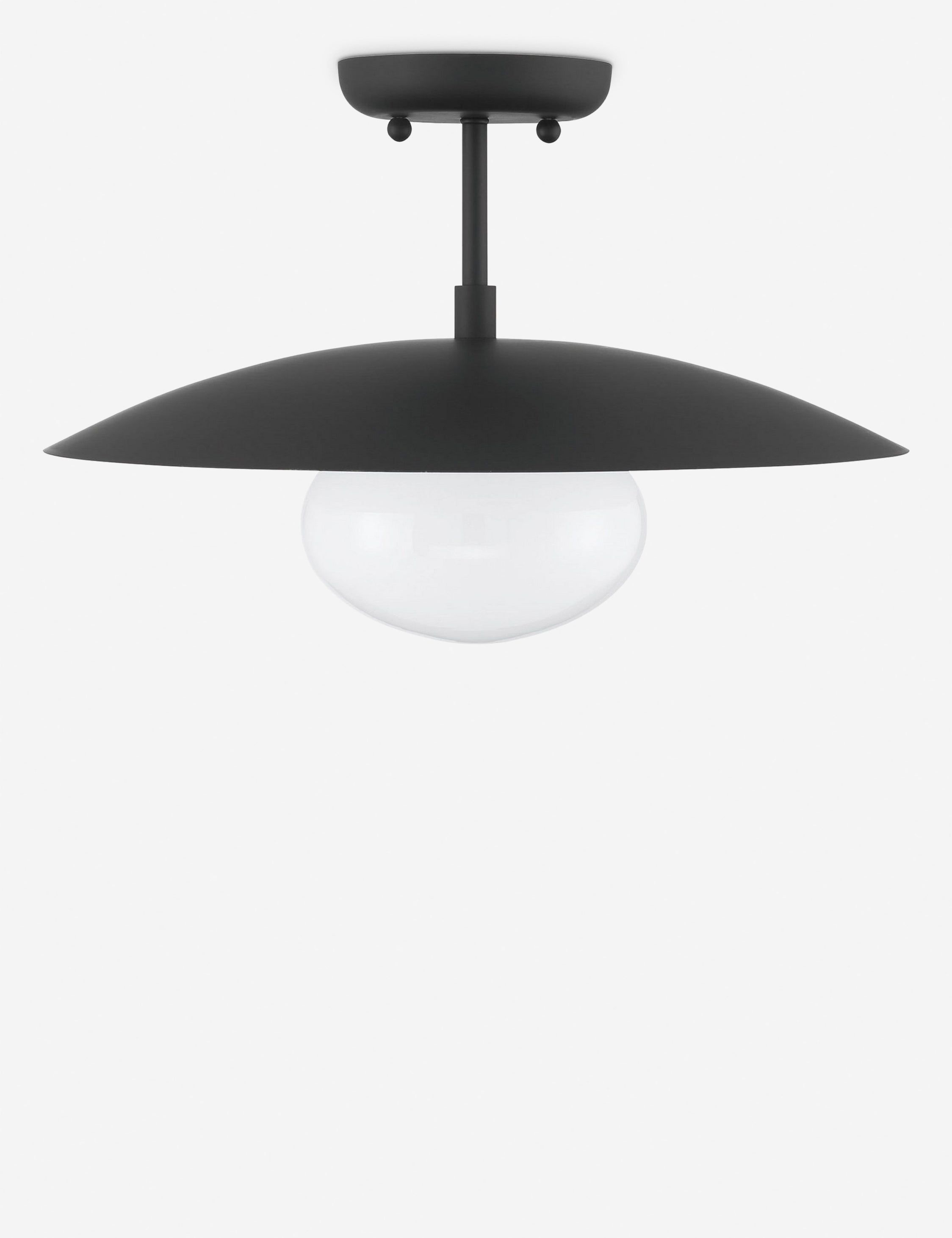 Modern Declan Matte Black 16" Brass & Glass Globe Ceiling Light