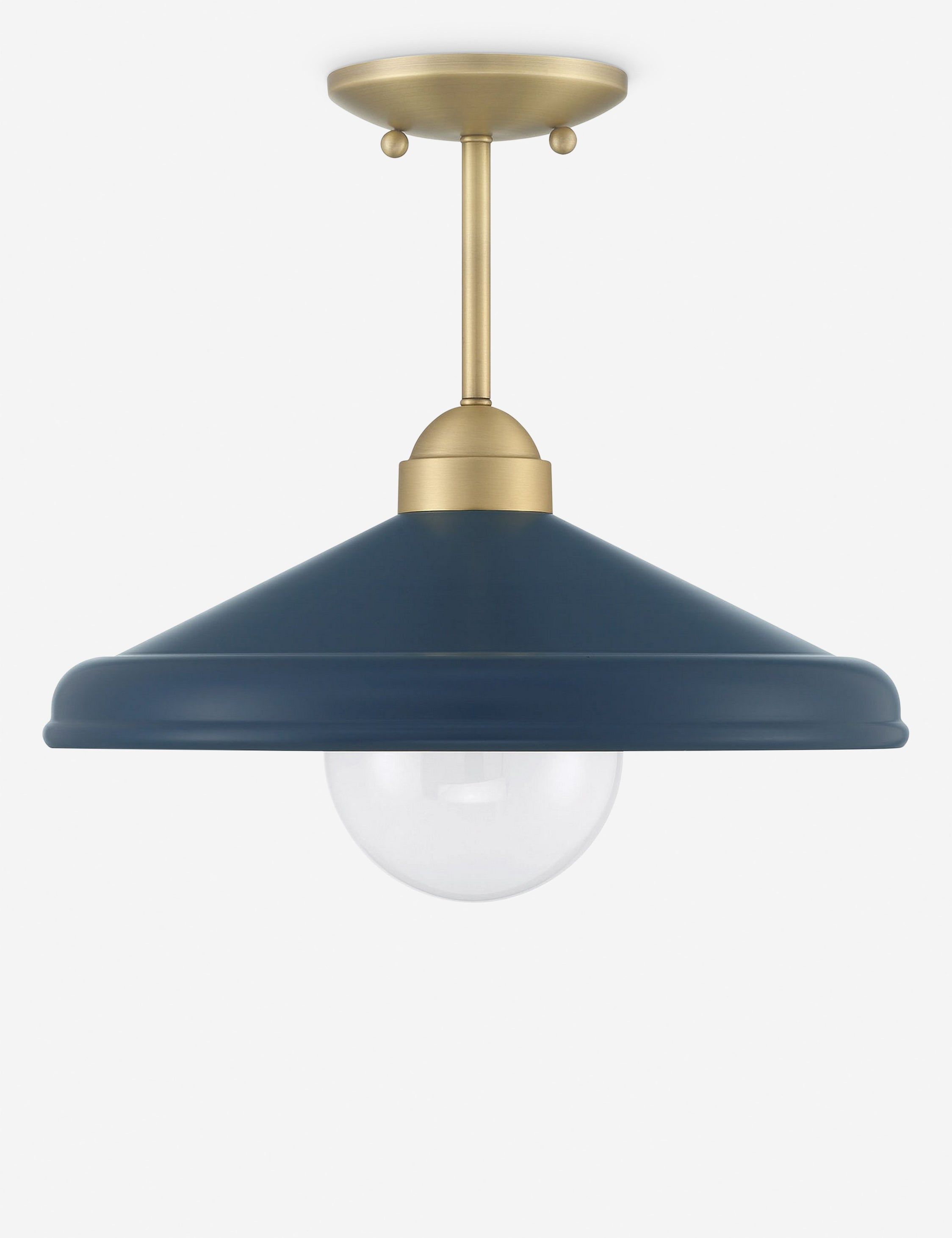 Modern Farmhouse Blue Semi-Flush Mount Ceiling Light with Gold Leaf Interior