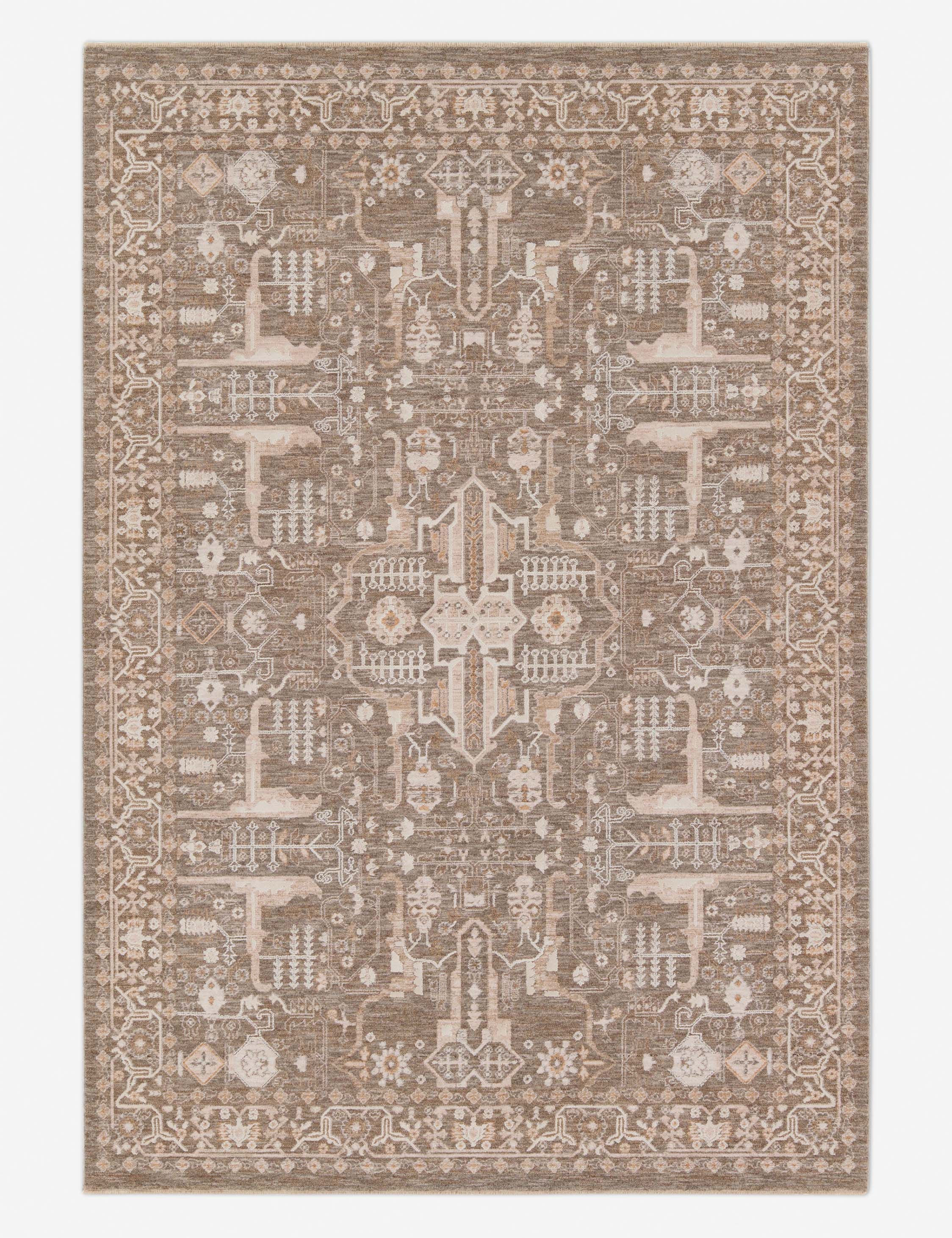Taupe and Natural 4' x 6' Wool and Synthetic Rectangular Rug