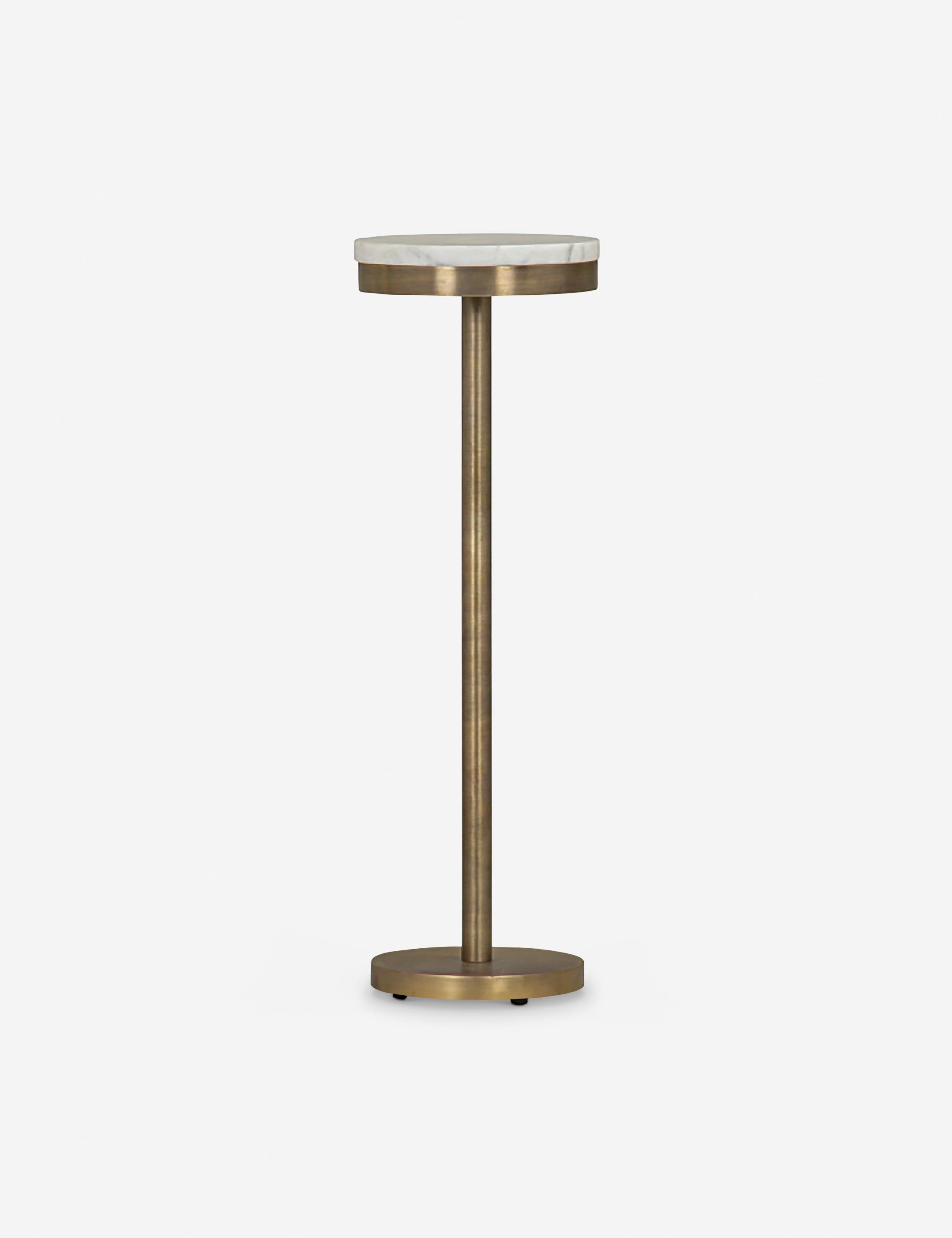 White Marble and Brass Round Drink Table