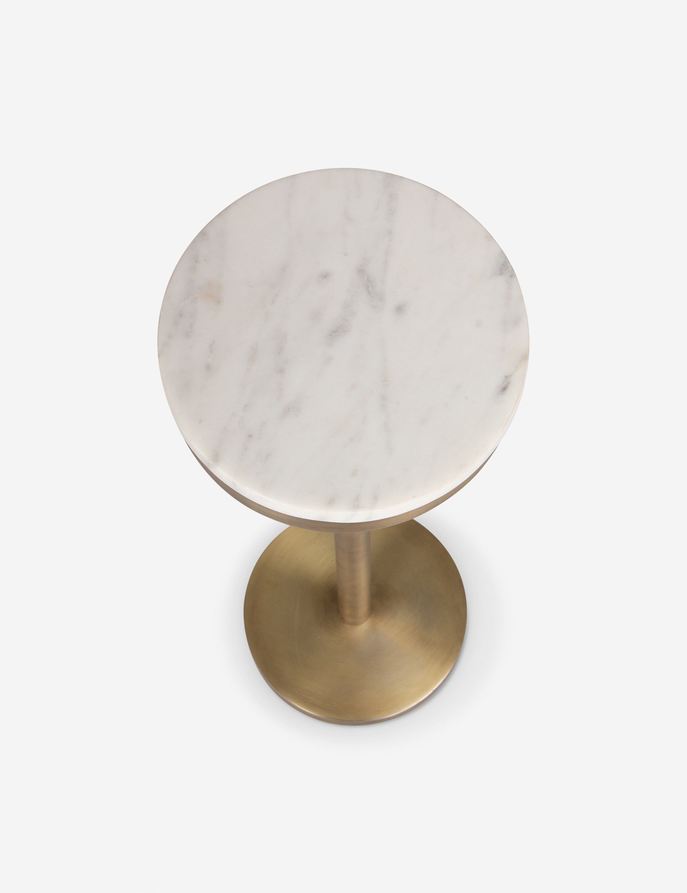 White Marble and Brass Round Drink Table