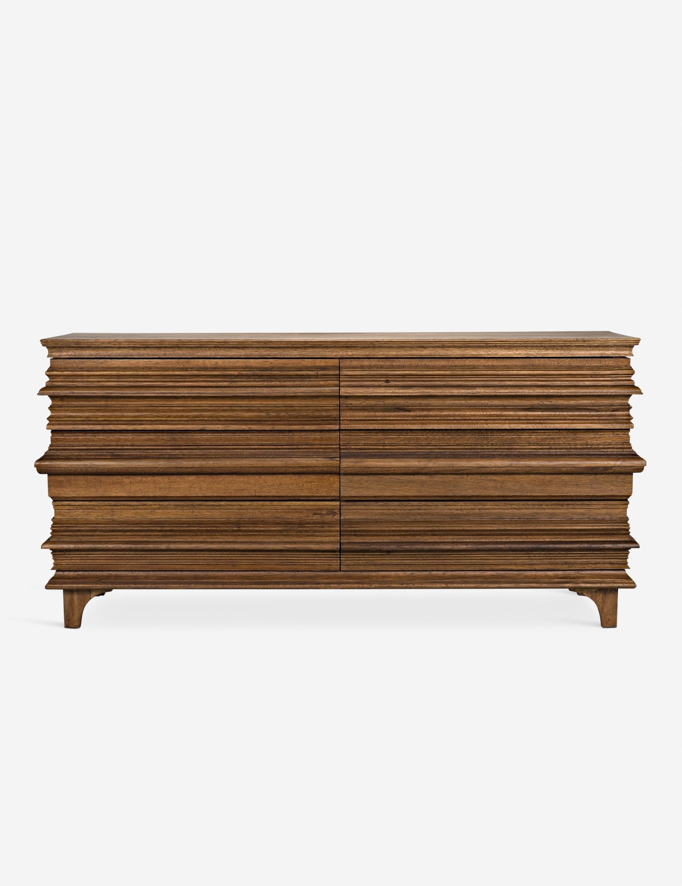 Bernard Dark Walnut 6-Drawer Whimsical Dresser