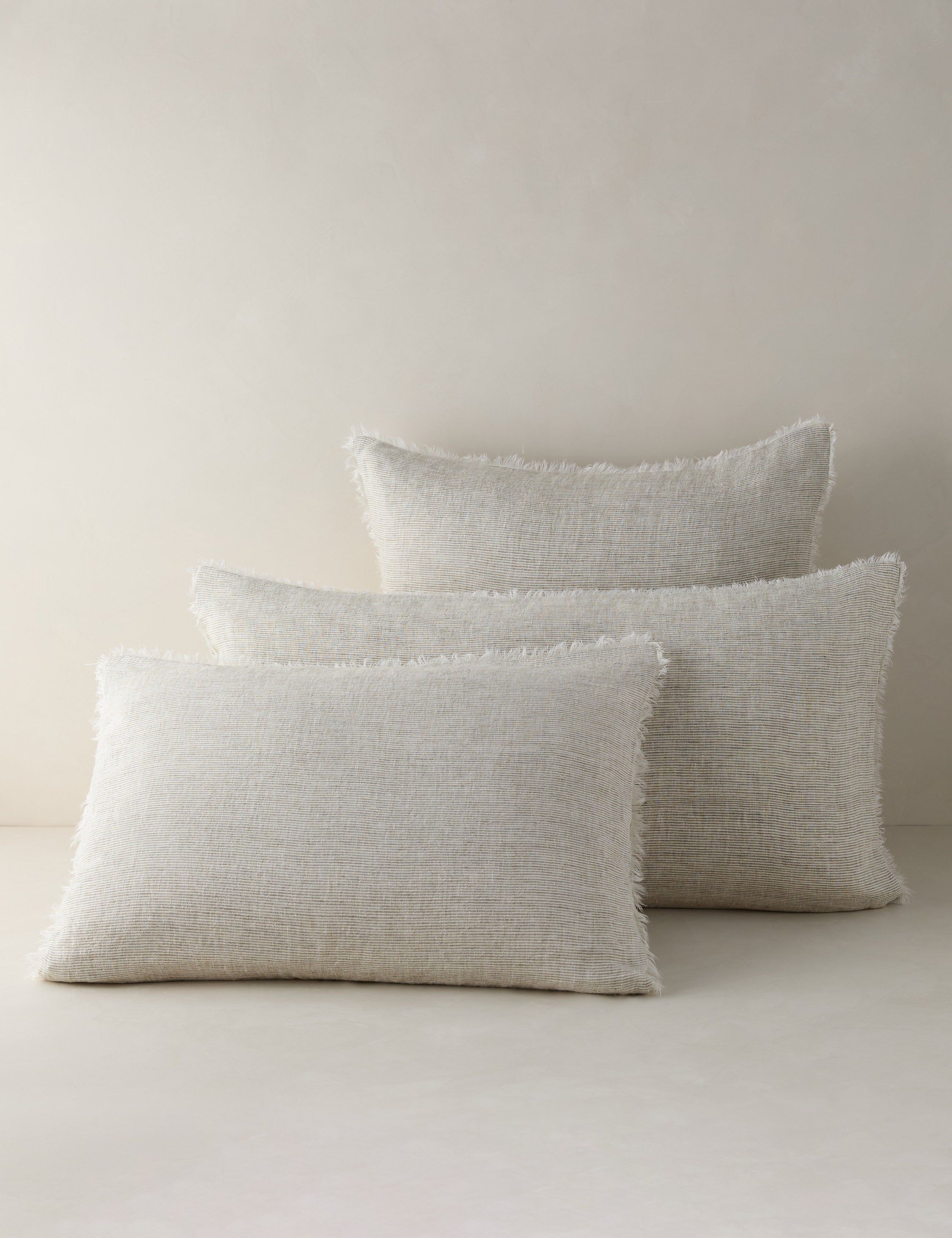 Olive Linen King Sham with Heathered Texture and Frayed Edges