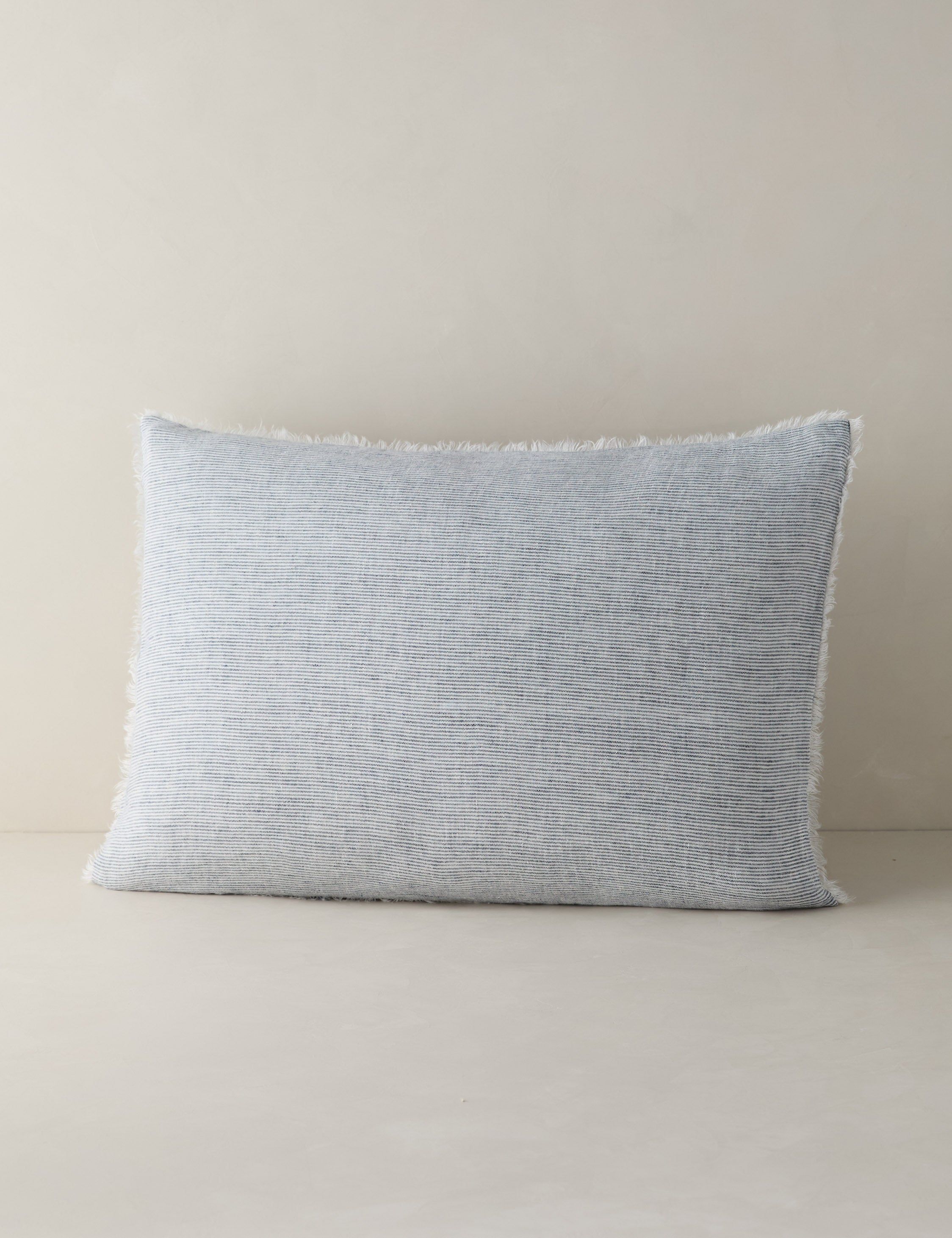 Standard Navy Linen Sham with Frayed Edges