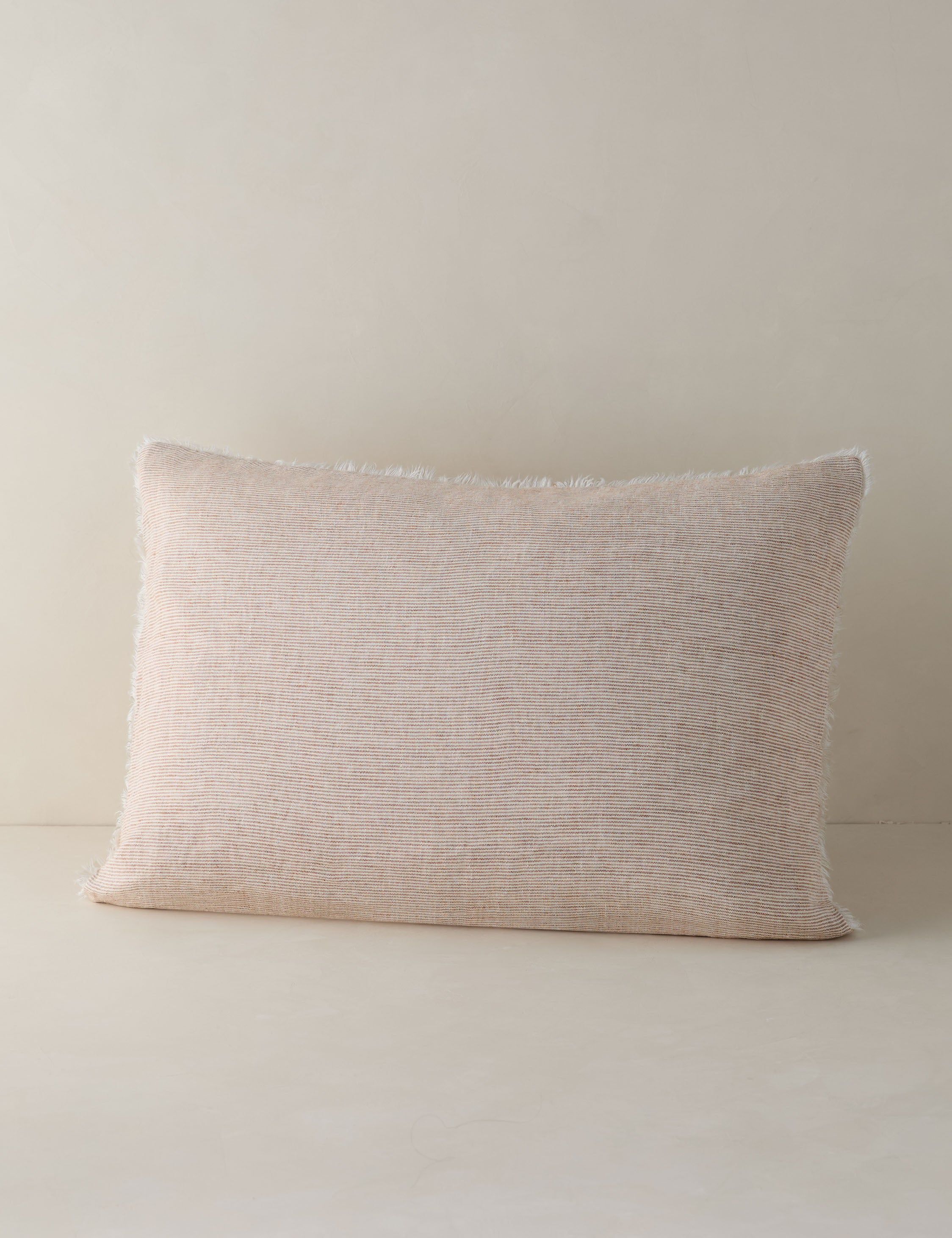Terra Cotta Linen Standard Sham with Frayed Edges and Heathered Texture