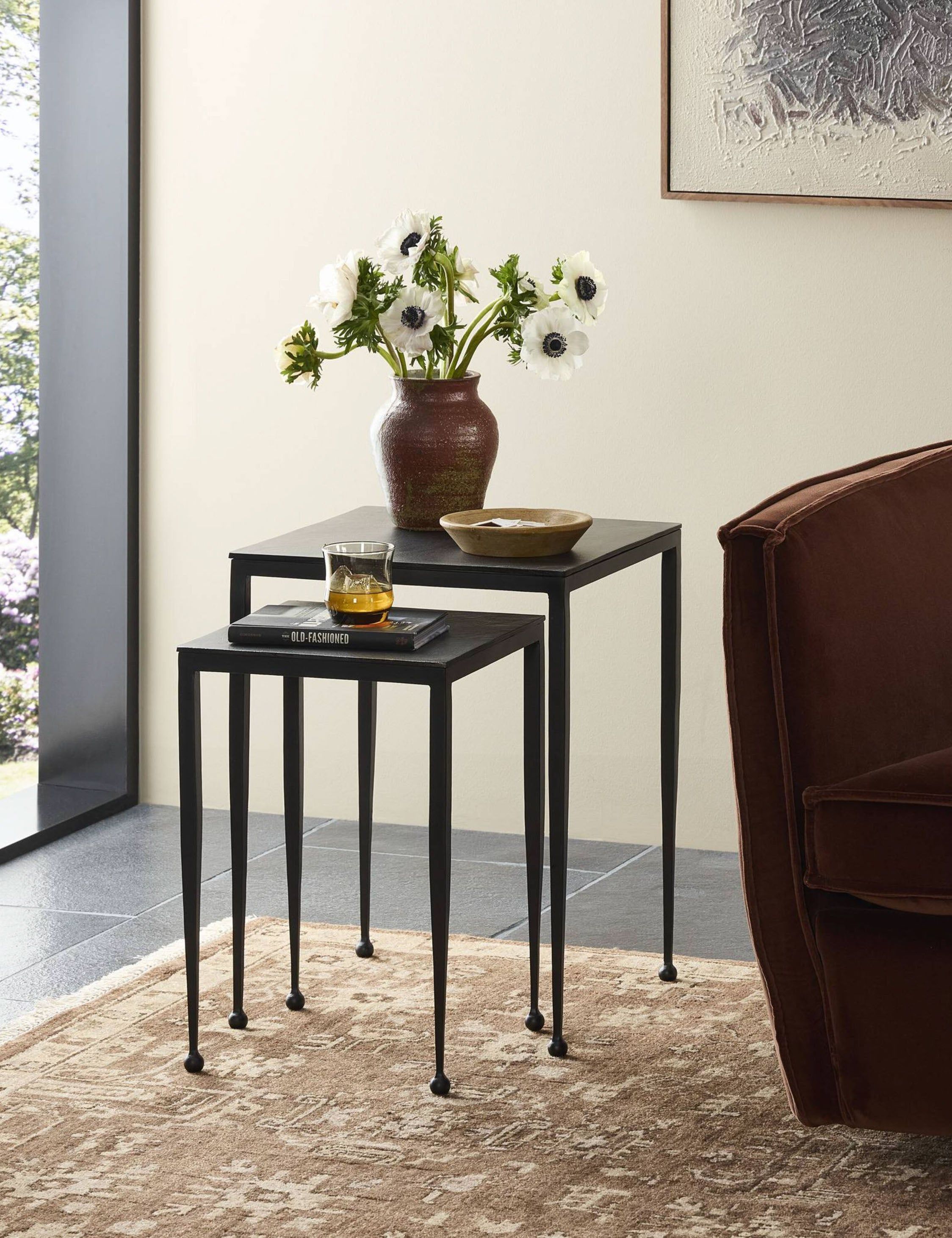 Dalston Square Black Aluminum Nesting Side Tables (Set of 2)