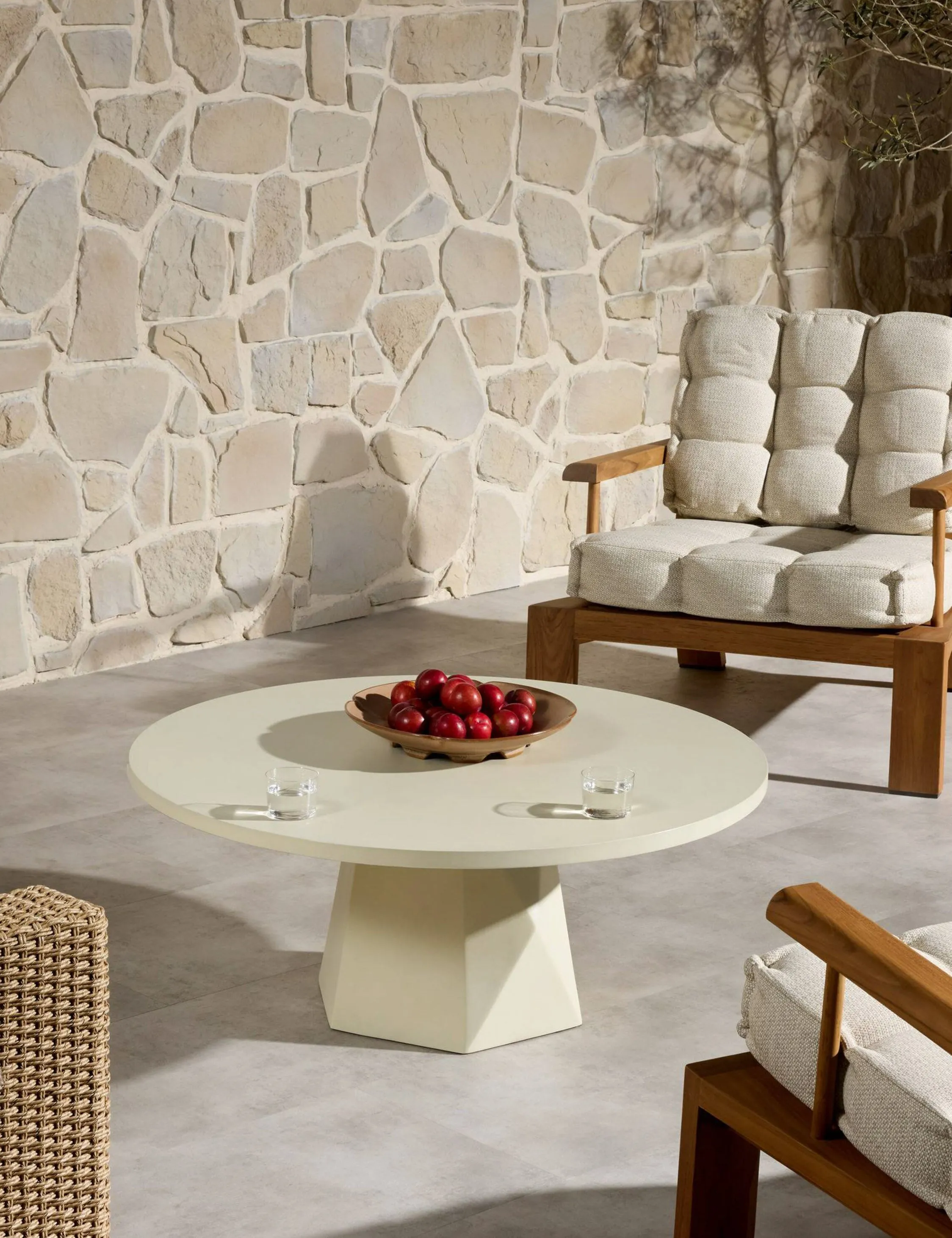 Schuller 40'' White Polished Concrete Round Coffee Table