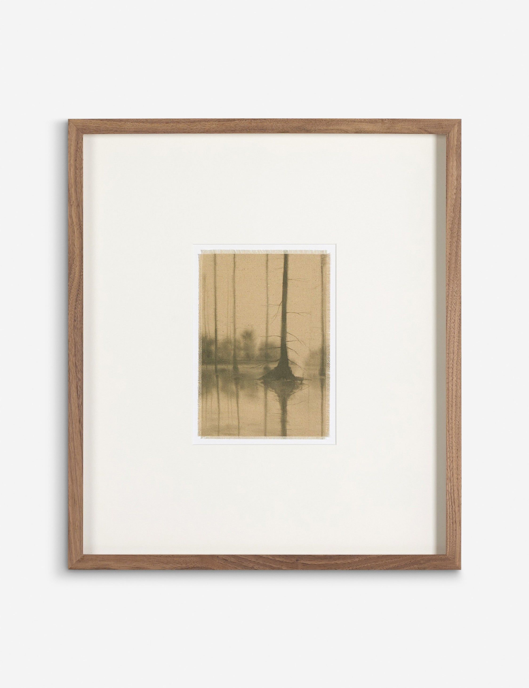 Sepia Reflection Landscape Canvas Art in Walnut Frame
