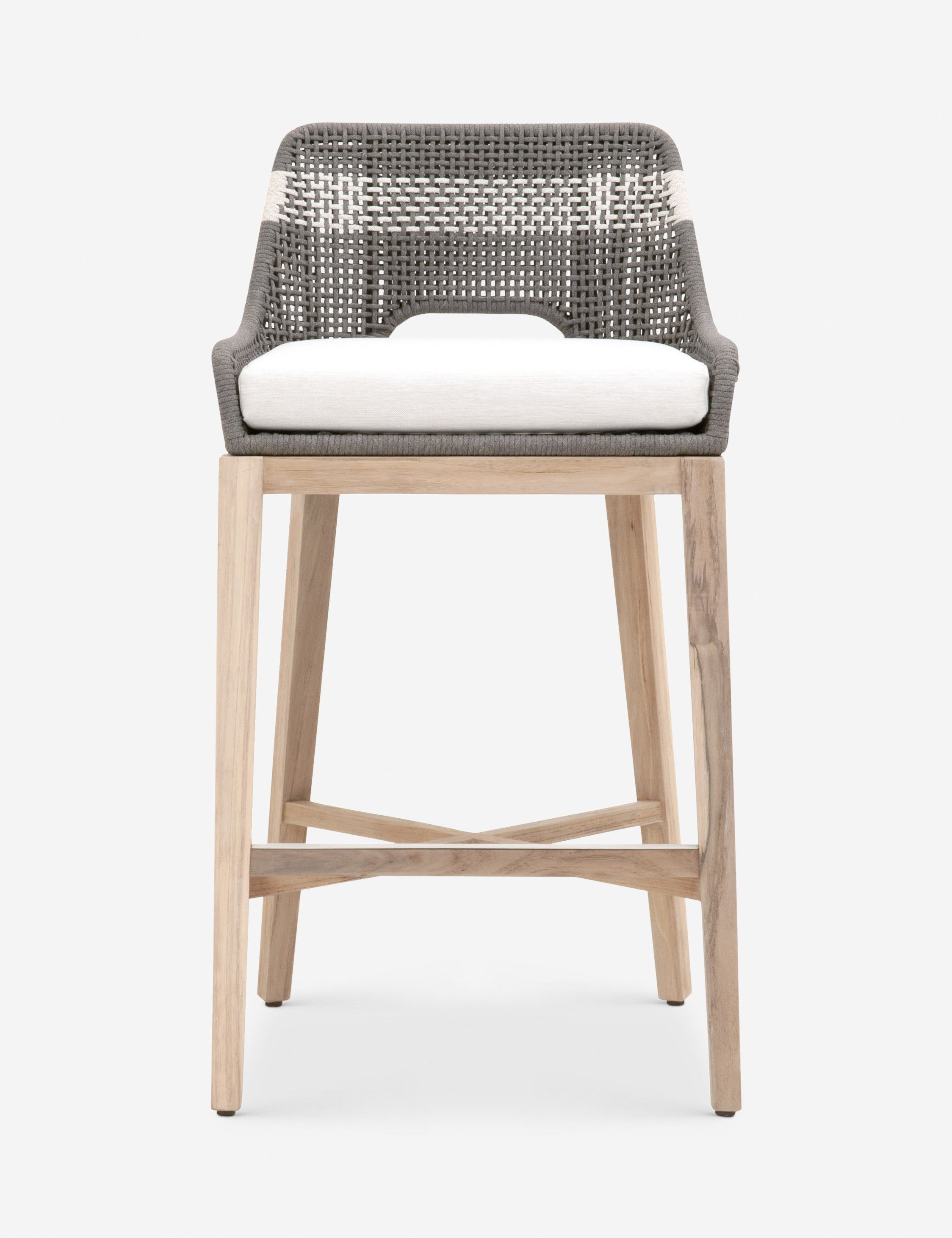 Coastal Dove Flat Rope & Gray Teak 31'' Outdoor Bar Stool