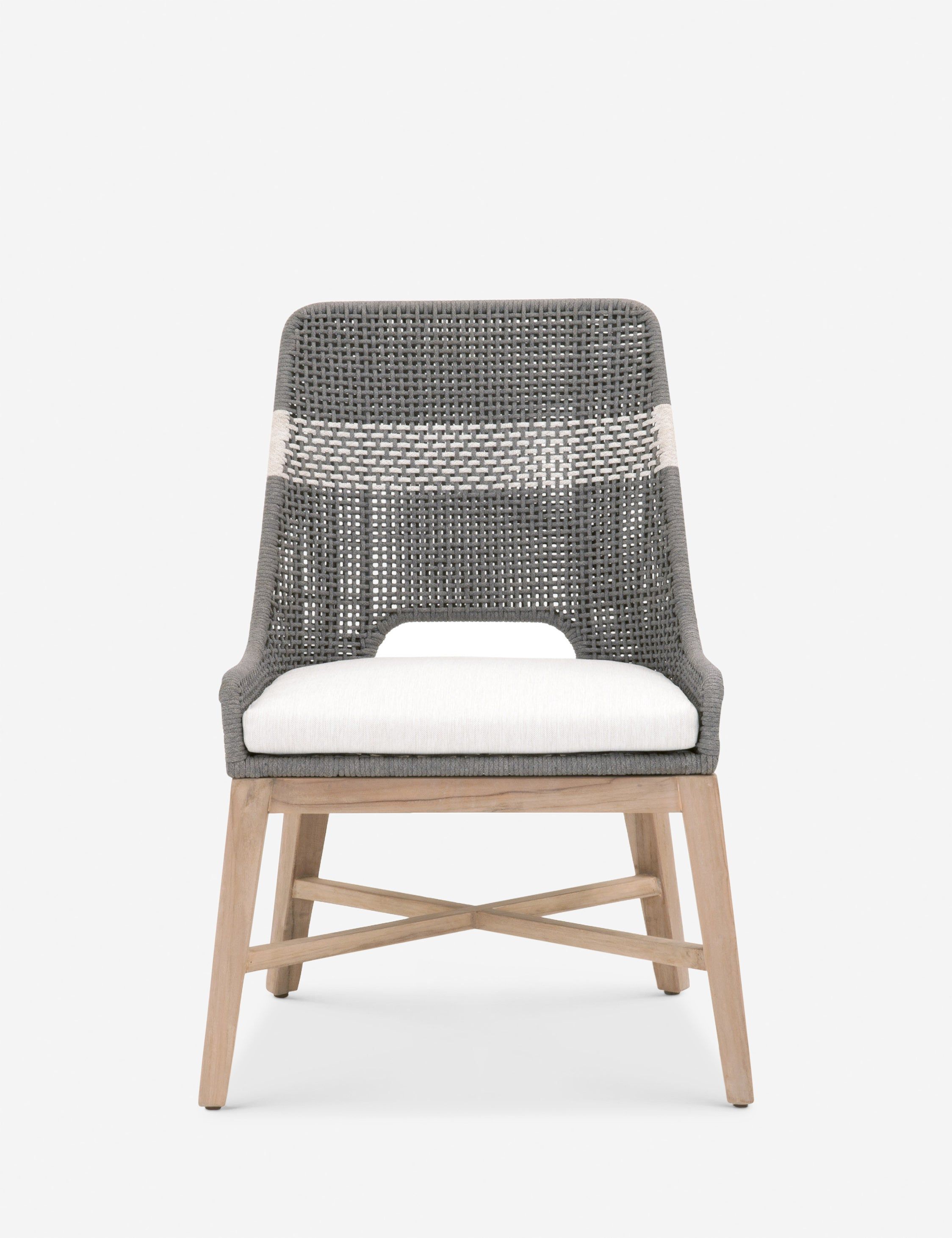 Coastal Dove Gray Teak and Stainless Steel Outdoor Side Chair