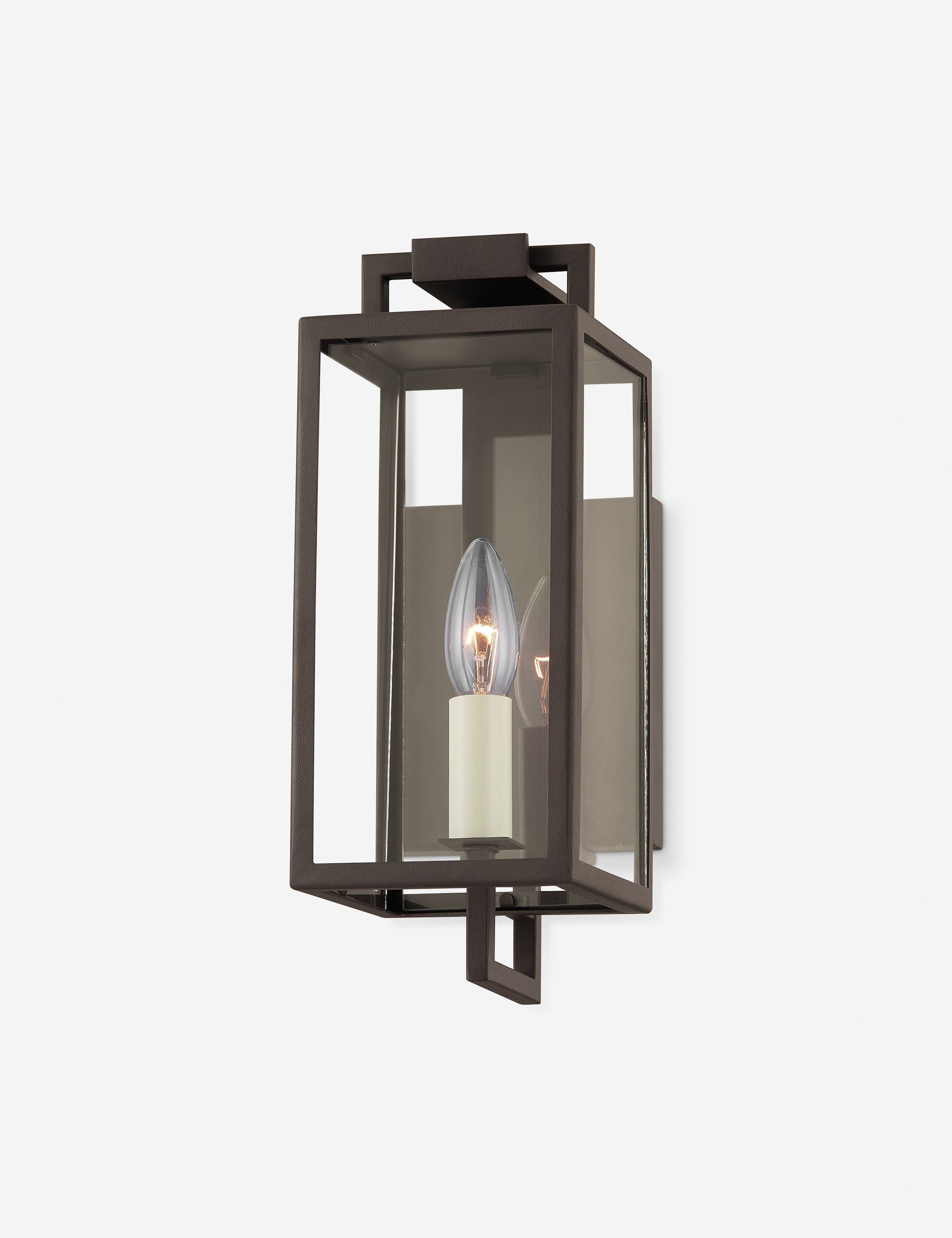 Textured Bronze and Clear Glass Outdoor Wall Sconce
