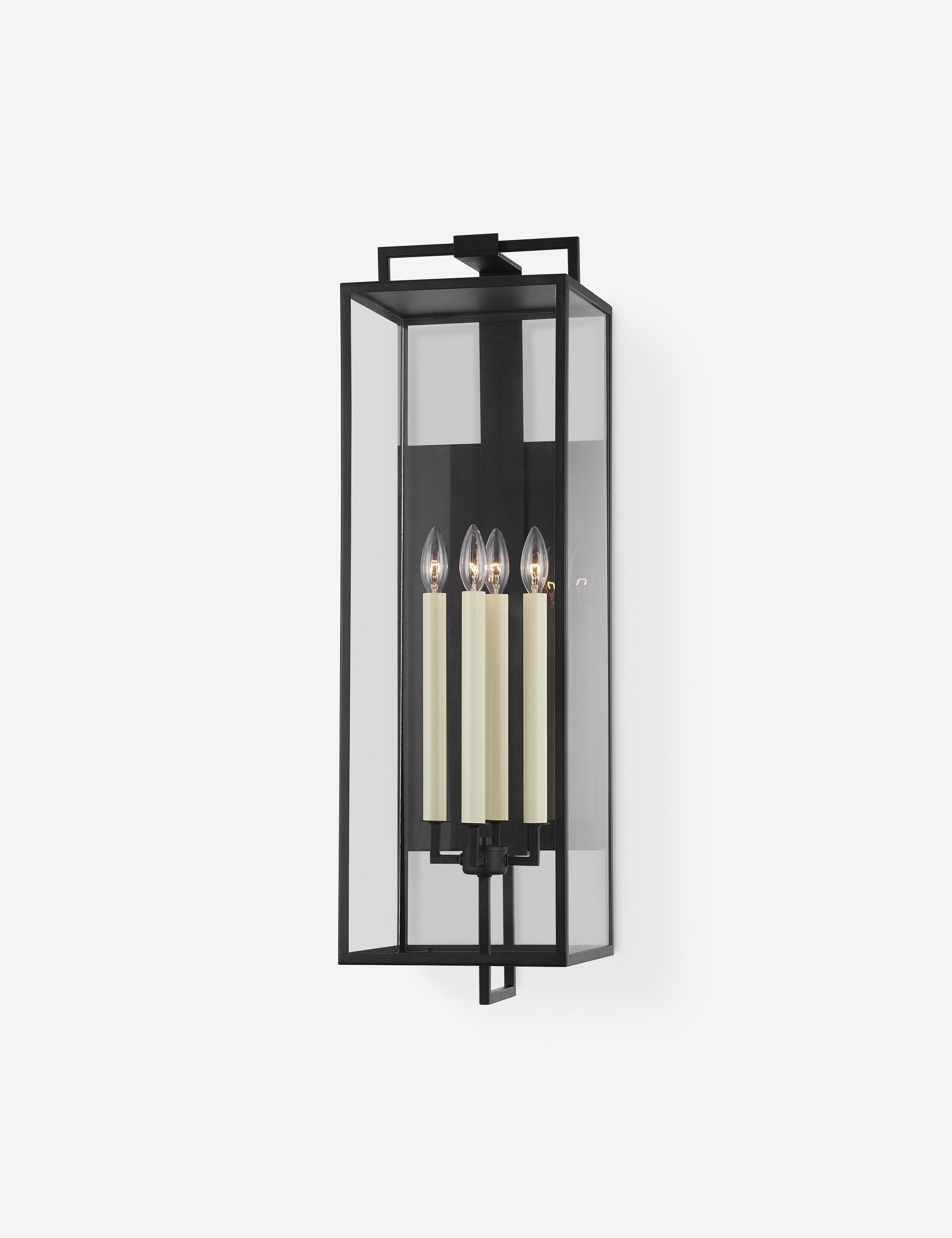 Beckham 34" Black Iron Wall Sconce with Clear Glass Shade
