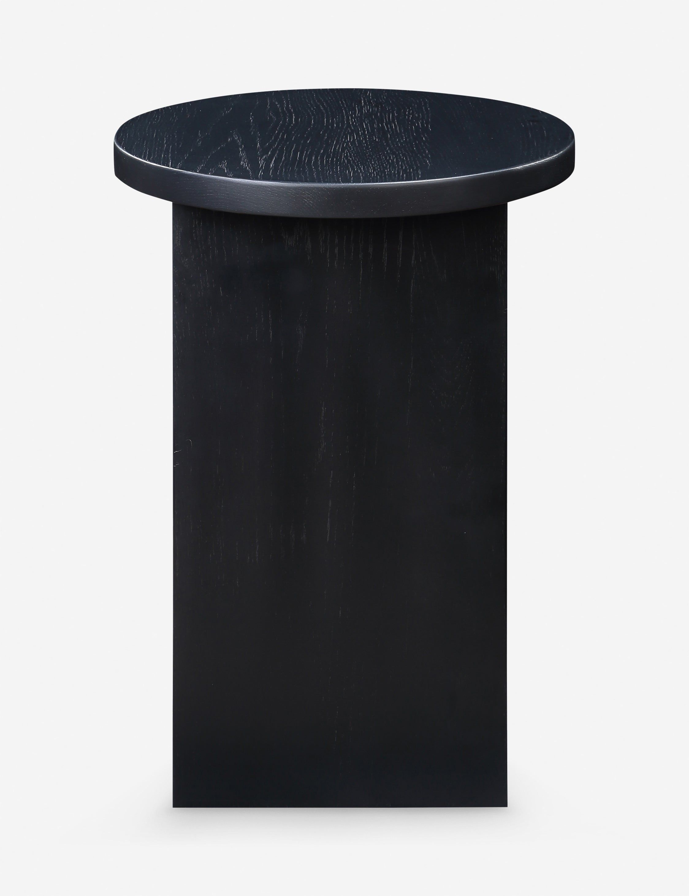 Black Oak Round Solid Wood Side Table
