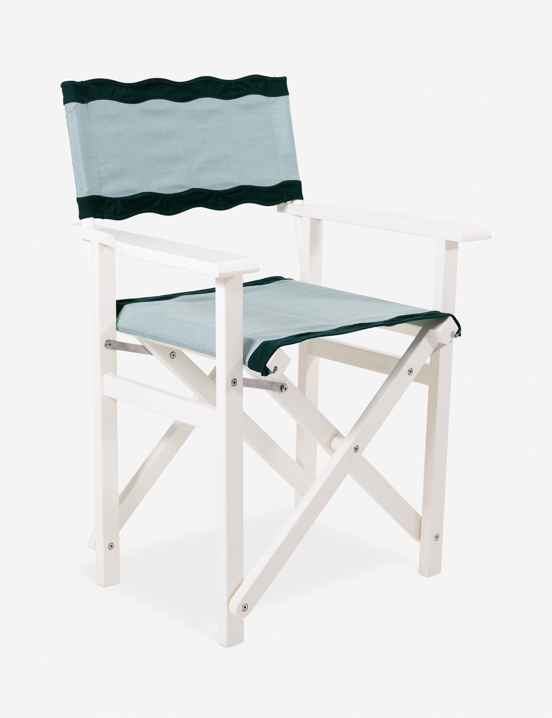 White and Green Hardwood Folding Director's Chair
