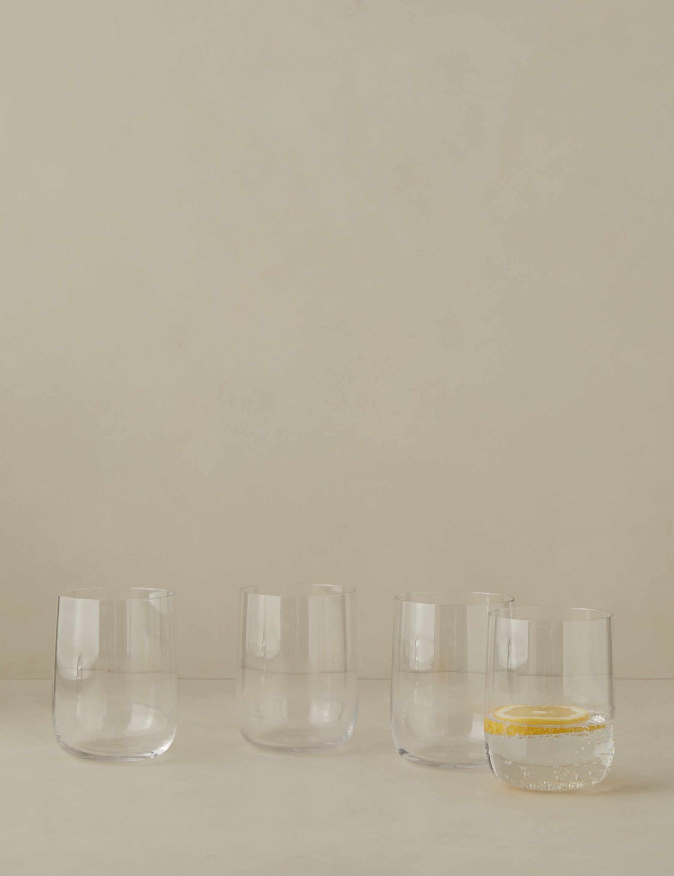 Borough Modern Clear Bar Glass Set with Curved Walls - 21oz, Pack of 4