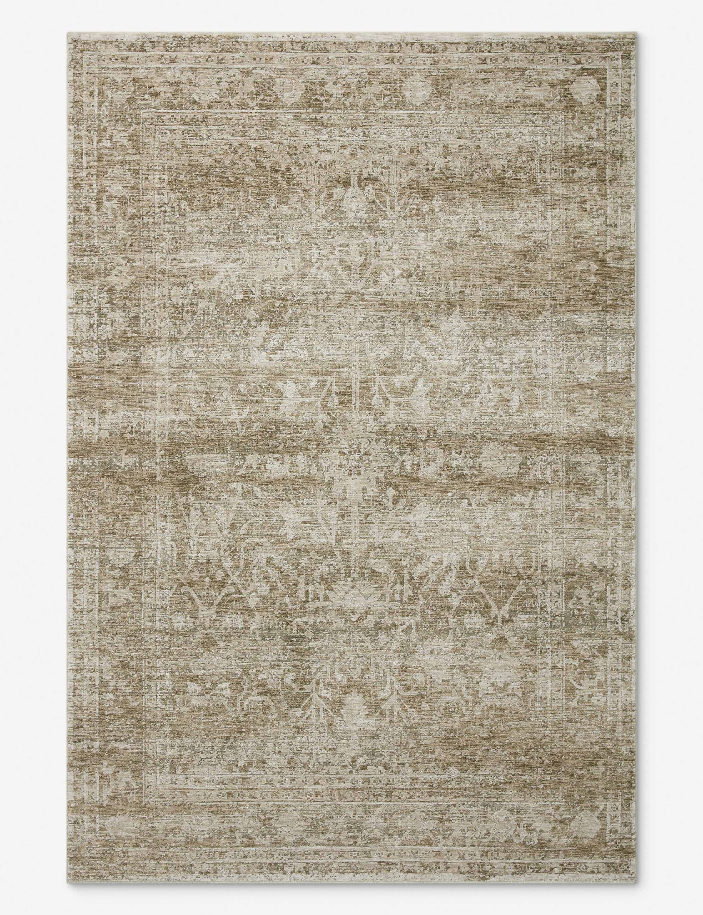 Amber Lewis Khaki and Beige Rectangular Synthetic Rug 2' x 3'4"