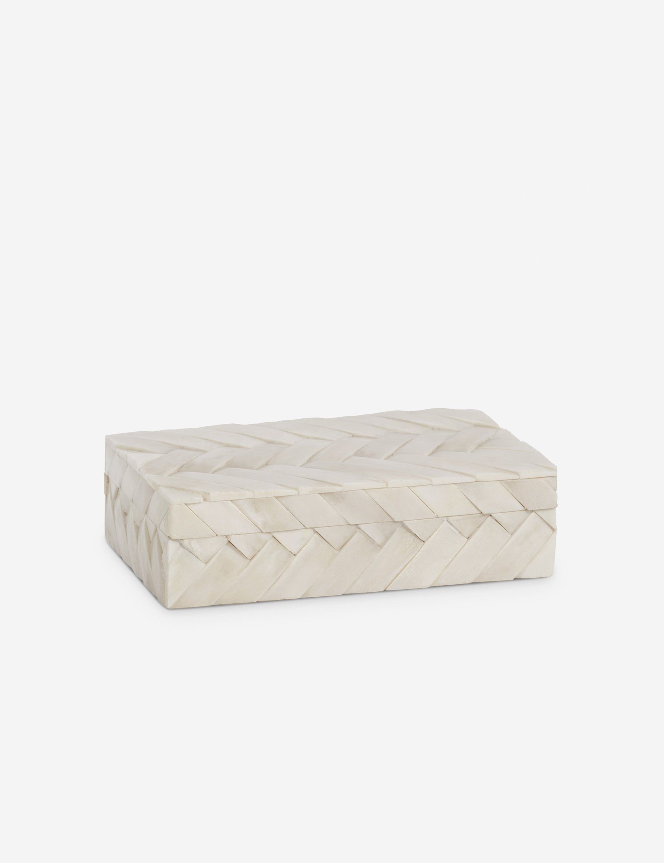 Ivory White Bone Inlay Small Lidded Box