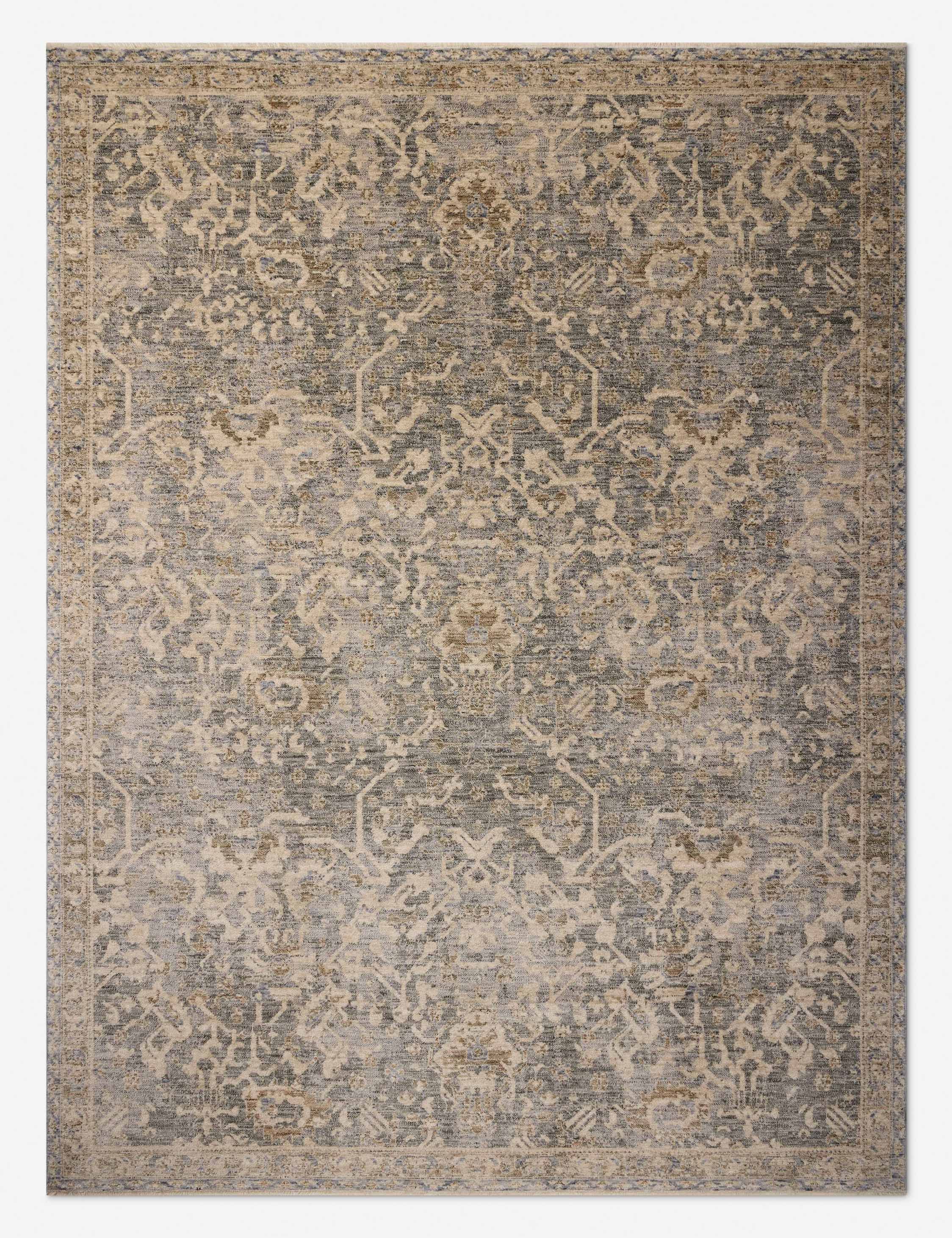 Junie Blue and Natural Synthetic Easy Care Rectangular Rug