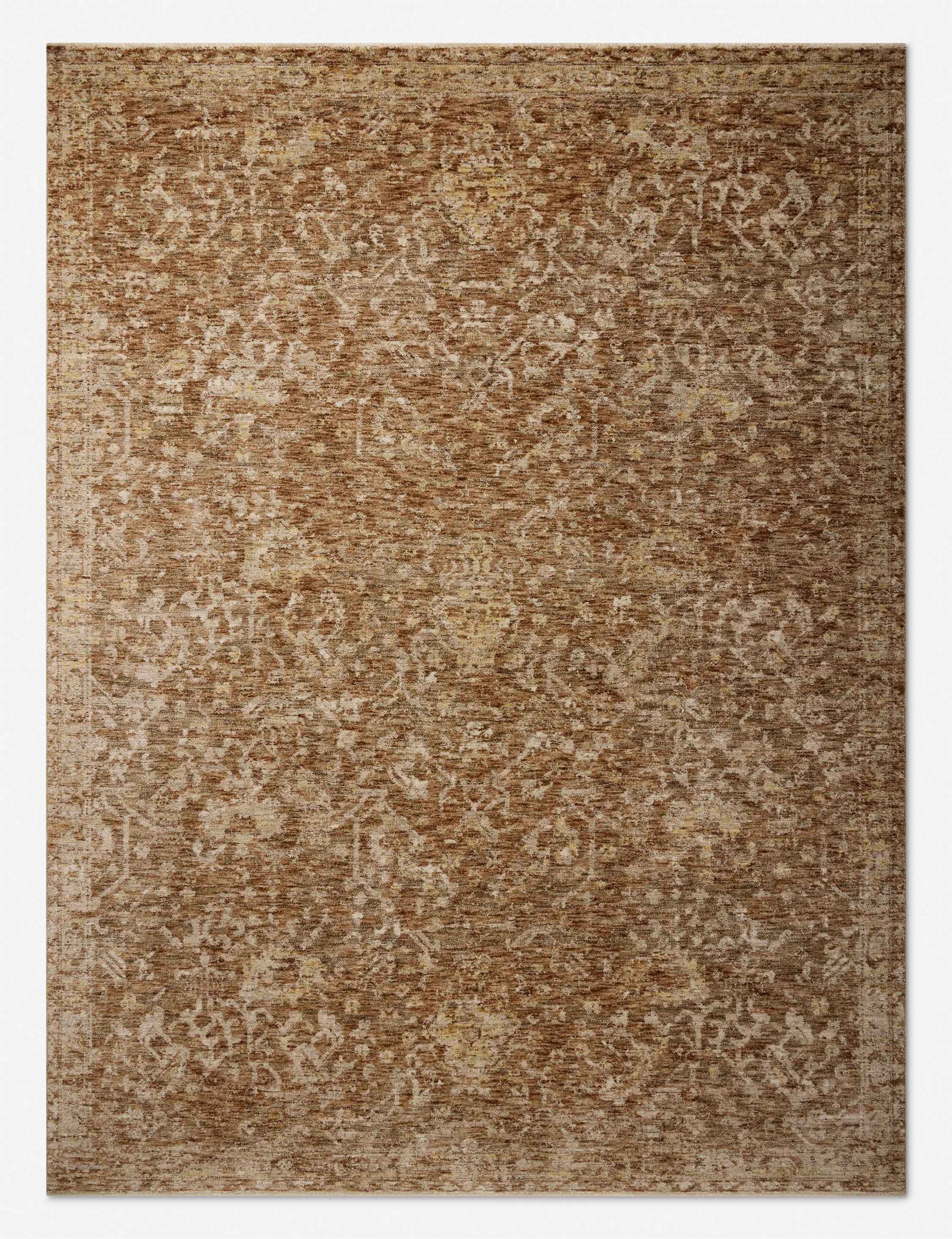 Junie Clay and Natural Polyester Traditional Area Rug with Fringe