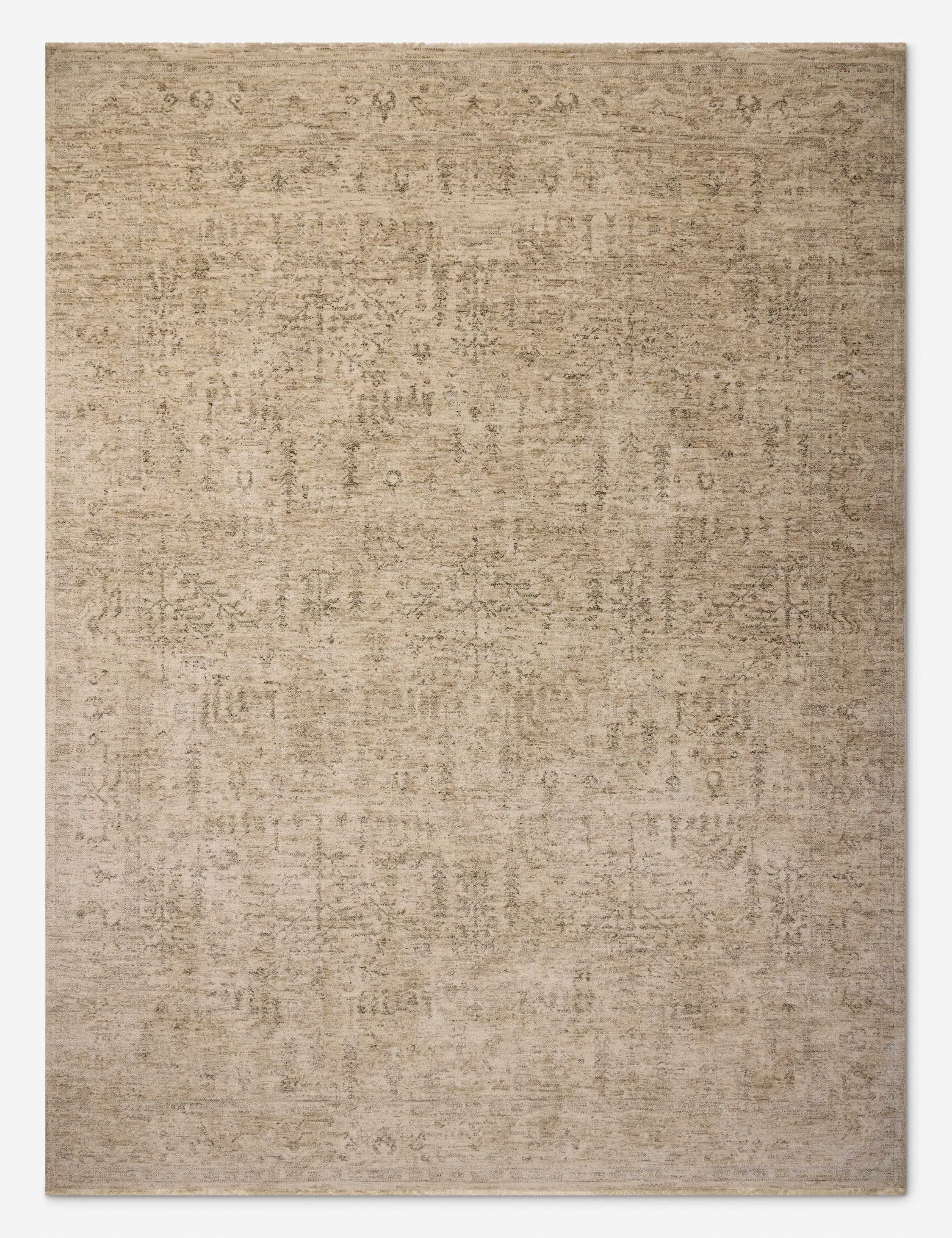 Junie Oatmeal and Smoke Round Synthetic Area Rug with Fringe