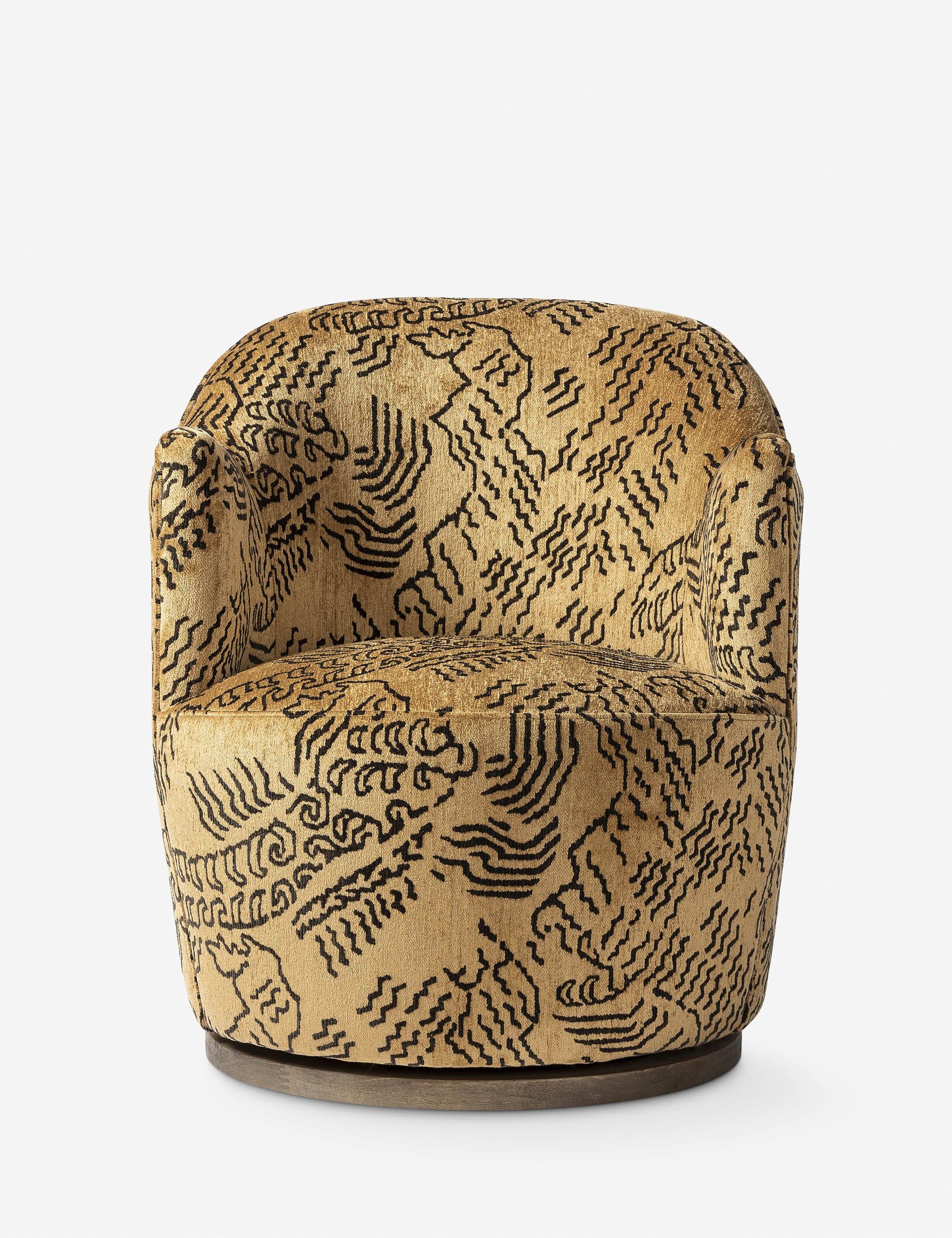Aurora Gold Swivel Barrel Chair with Parawood Base