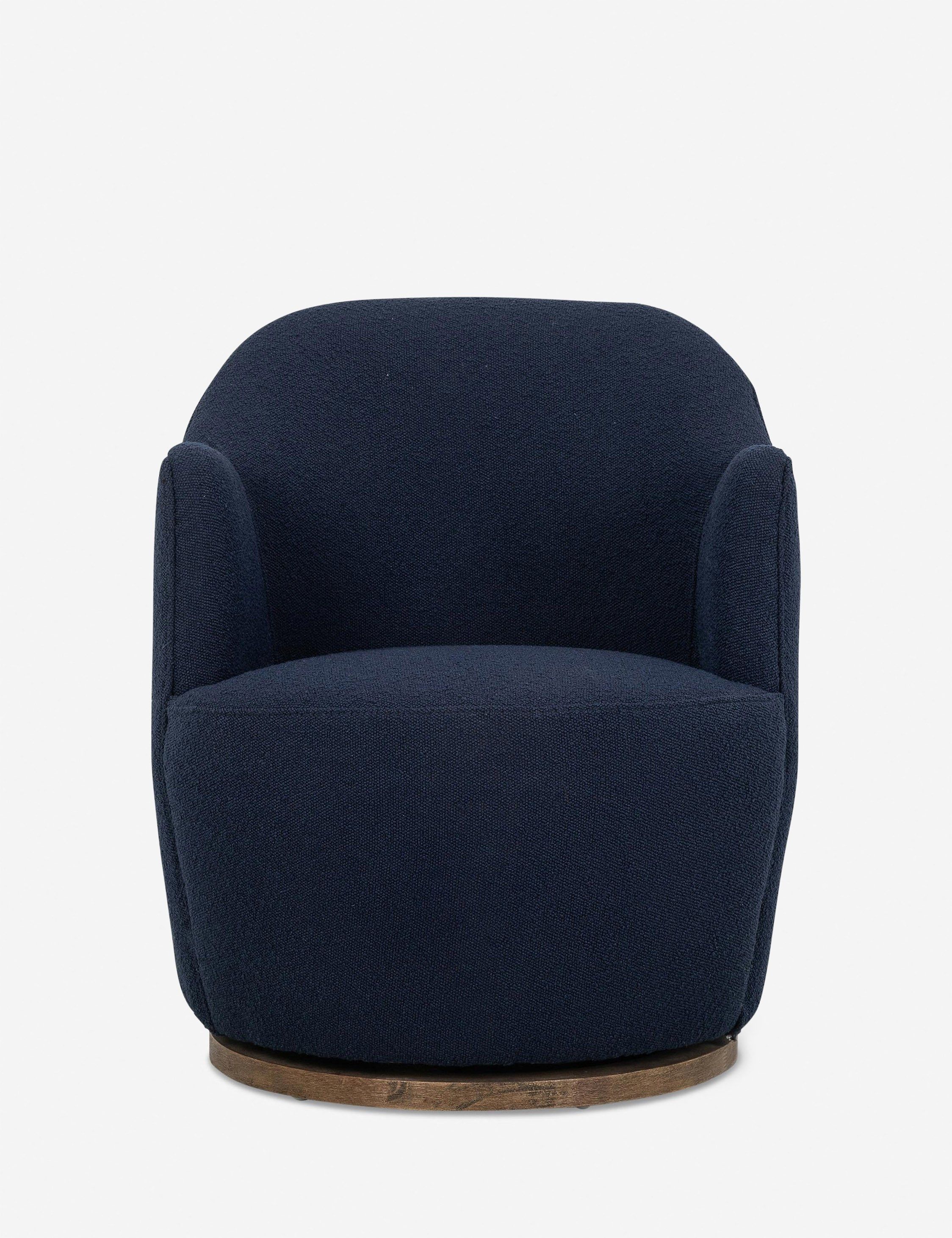 Copenhagen Indigo Leather Swivel Chair with Sustainably Sourced Base