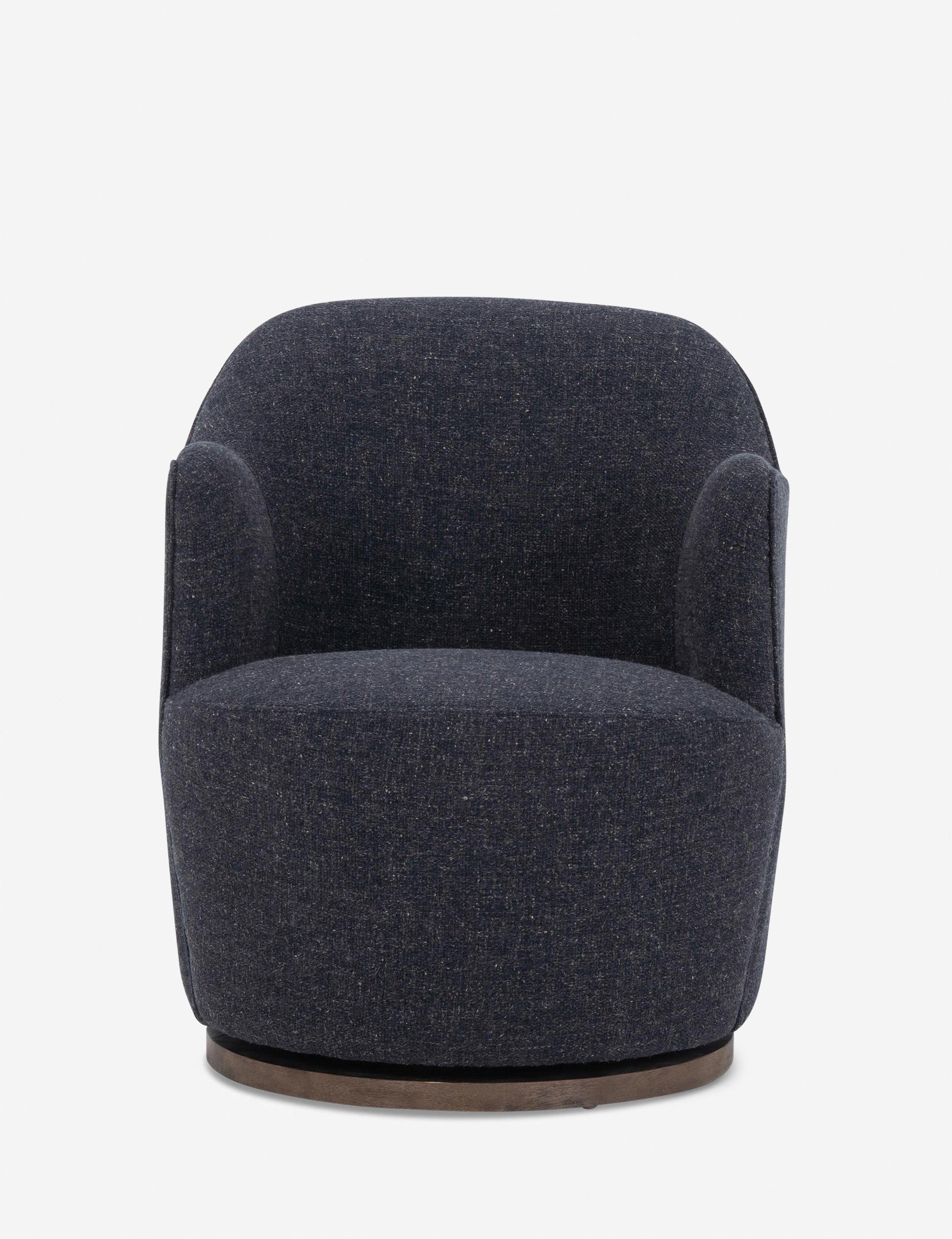 Thames Slate Swivel Armchair with Distressed Wood Base
