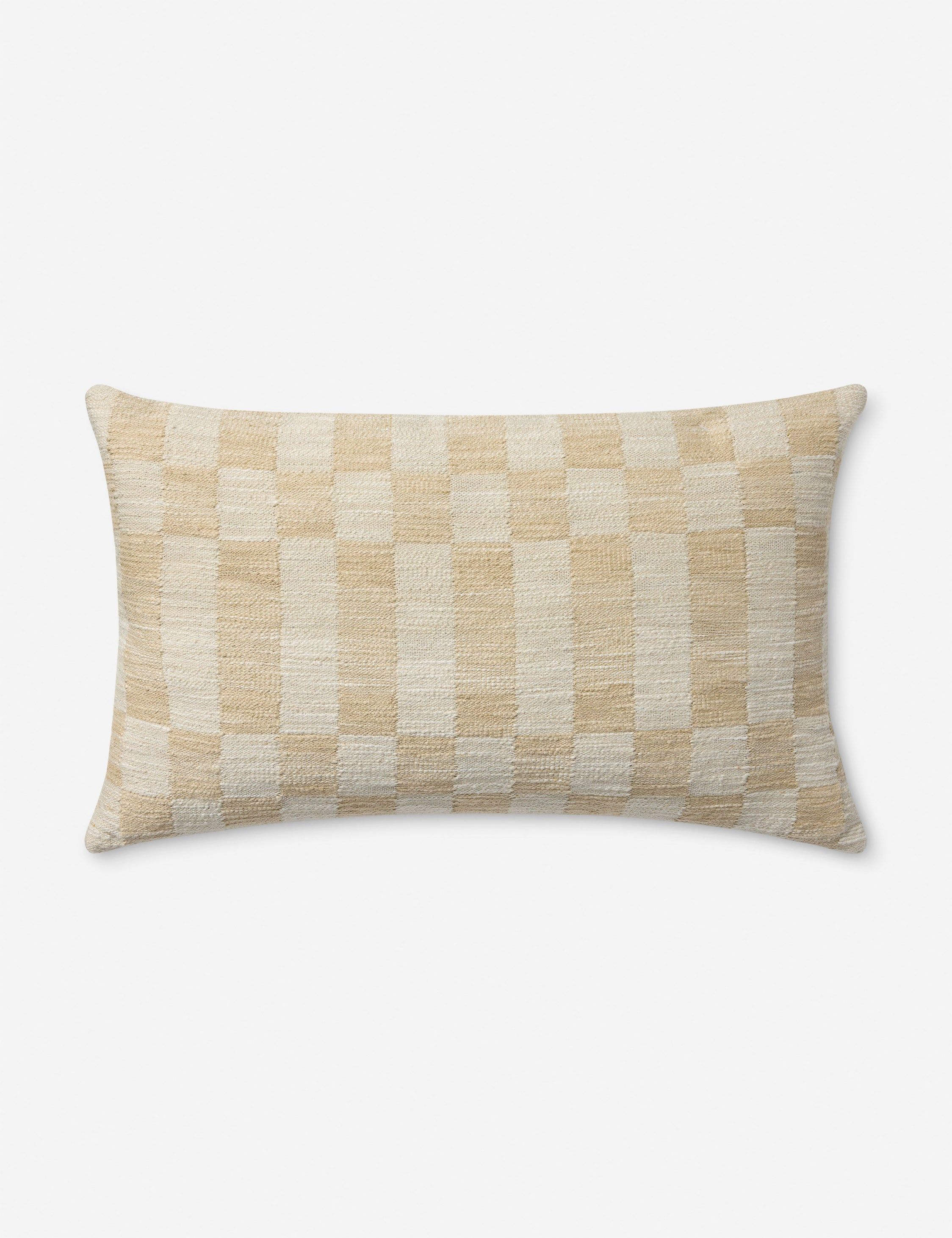 Amber Lewis Sand and Ivory Checkered Lumbar Pillow