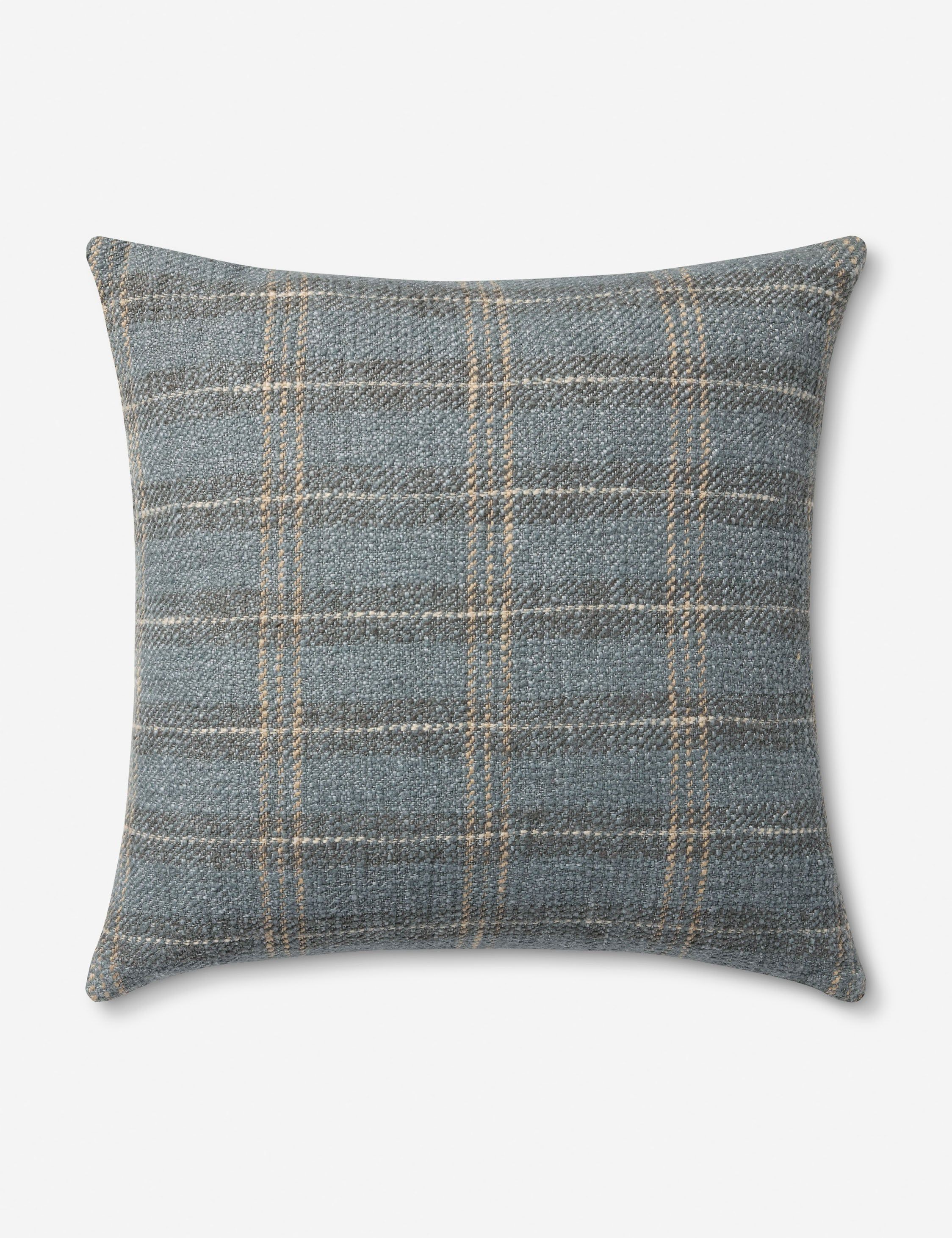 Amber Lewis Blue Plaid 18" Cotton Down Throw Pillow