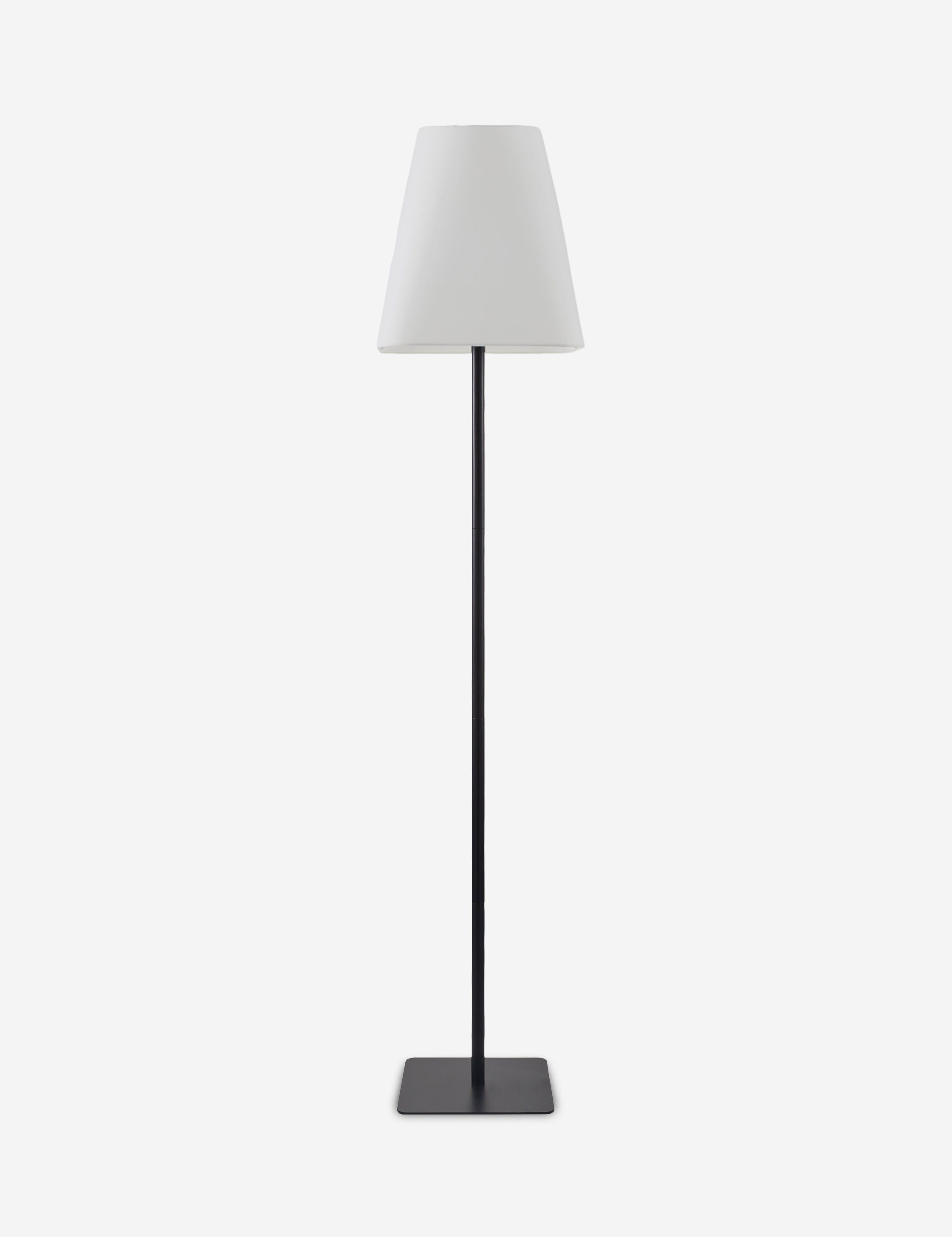 Tall Black Iron Floor Lamp with White Cotton Shade